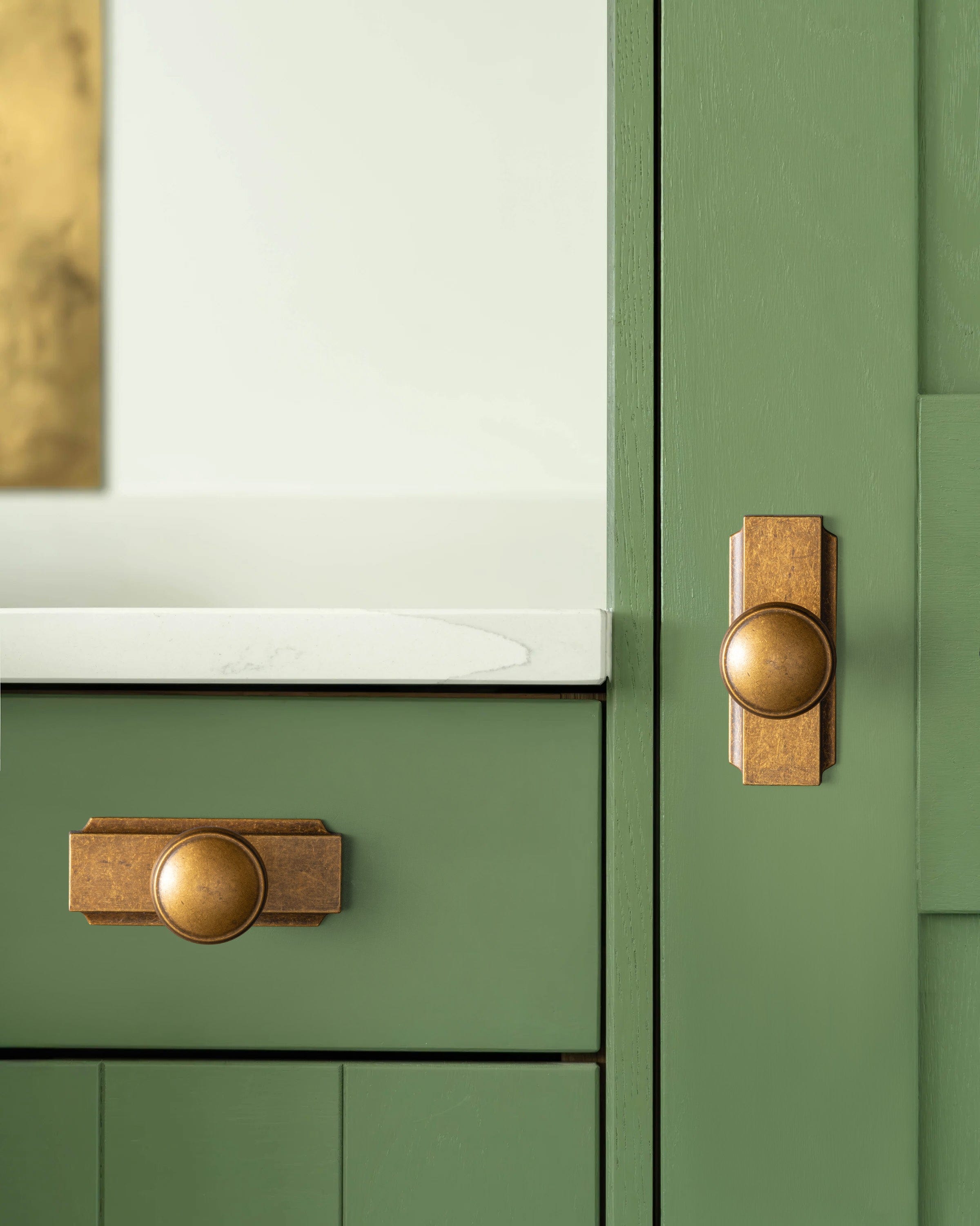 Goo-Ki Vintage Retro Bronze Drawer Knob Kitchen Hardware Single Hole Cabinet Knobs with Back Plate