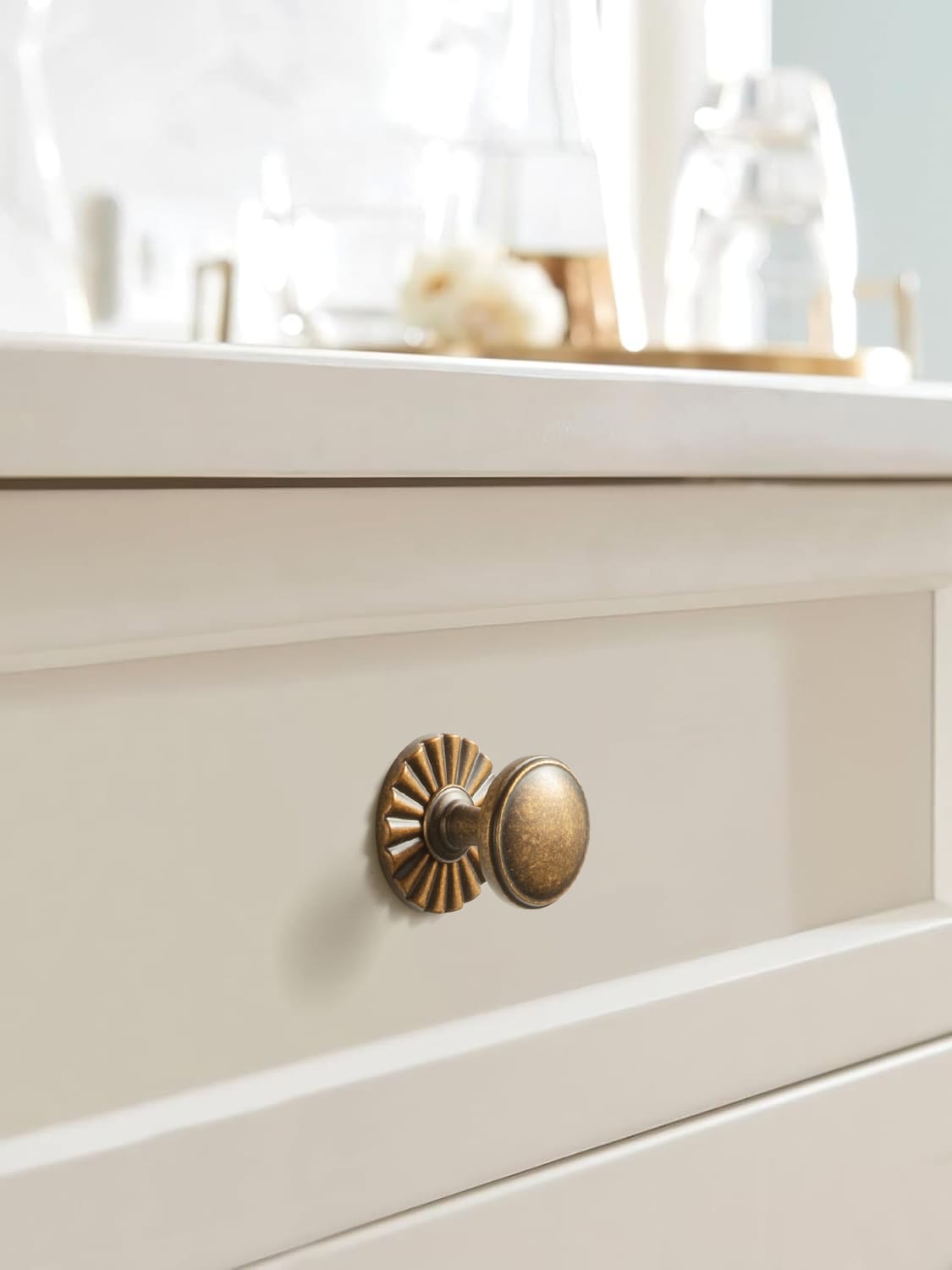 Goo-Ki Vintage Retro Bronze Drawer Knob Kitchen Hardware Single Hole Cabinet Knobs with Back Plate