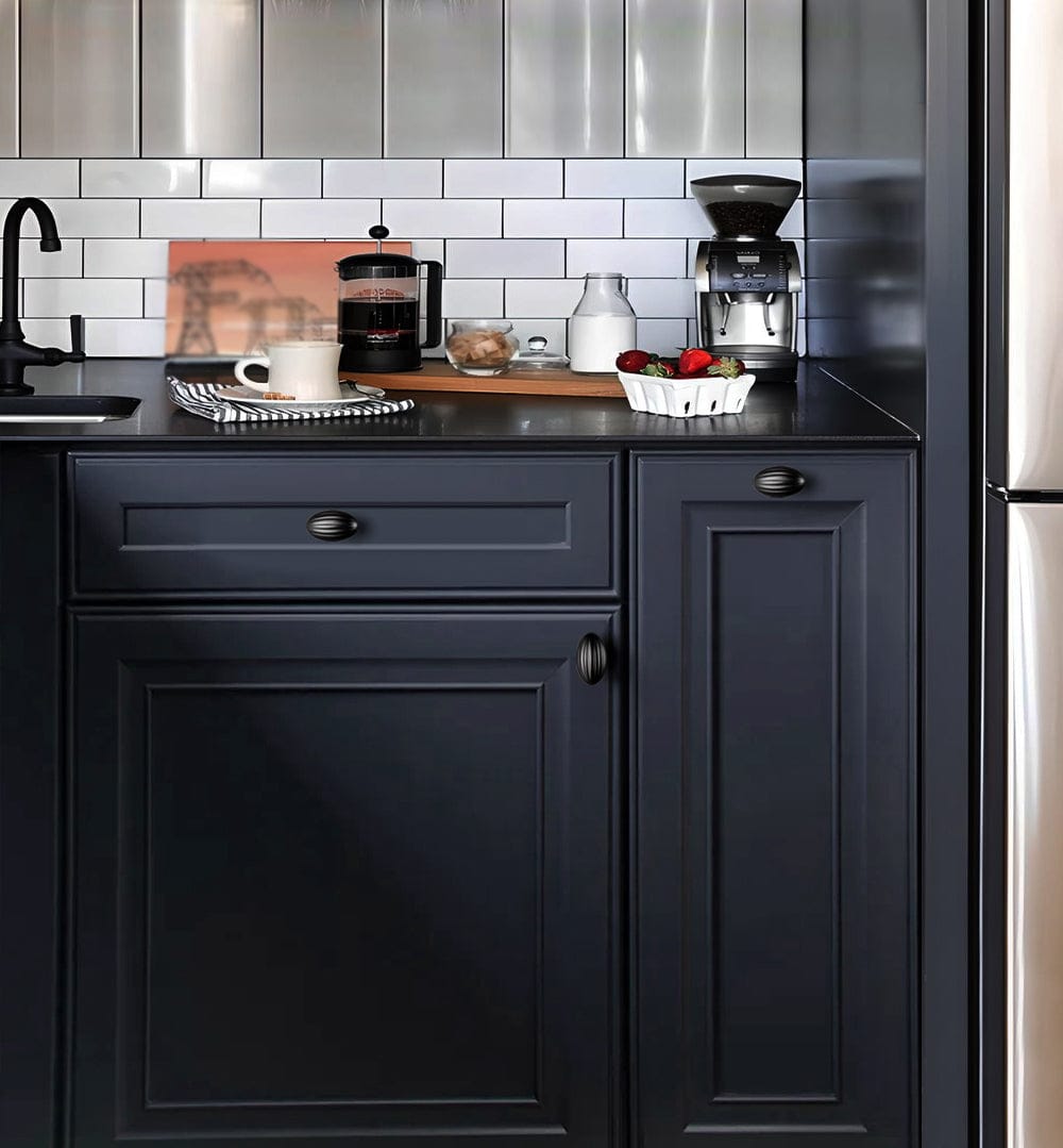 Goo-Ki Vintage Ribbed Oval Zinc Alloy Cabinet Knobs - Sturdy Hardware for Kitchen