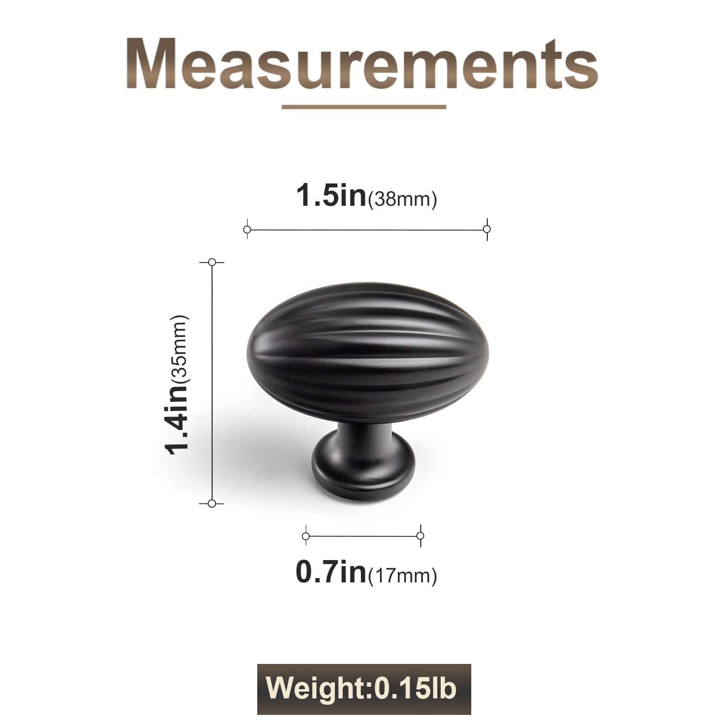 Goo-Ki Vintage Ribbed Oval Zinc Alloy Cabinet Knobs - Sturdy Hardware for Kitchen