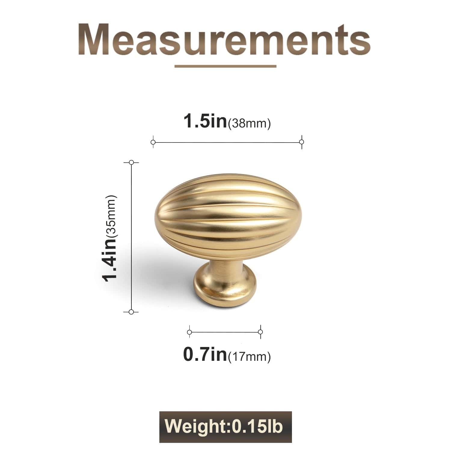 Goo-Ki Vintage Ribbed Oval Zinc Alloy Cabinet Knobs - Sturdy Hardware for Kitchen