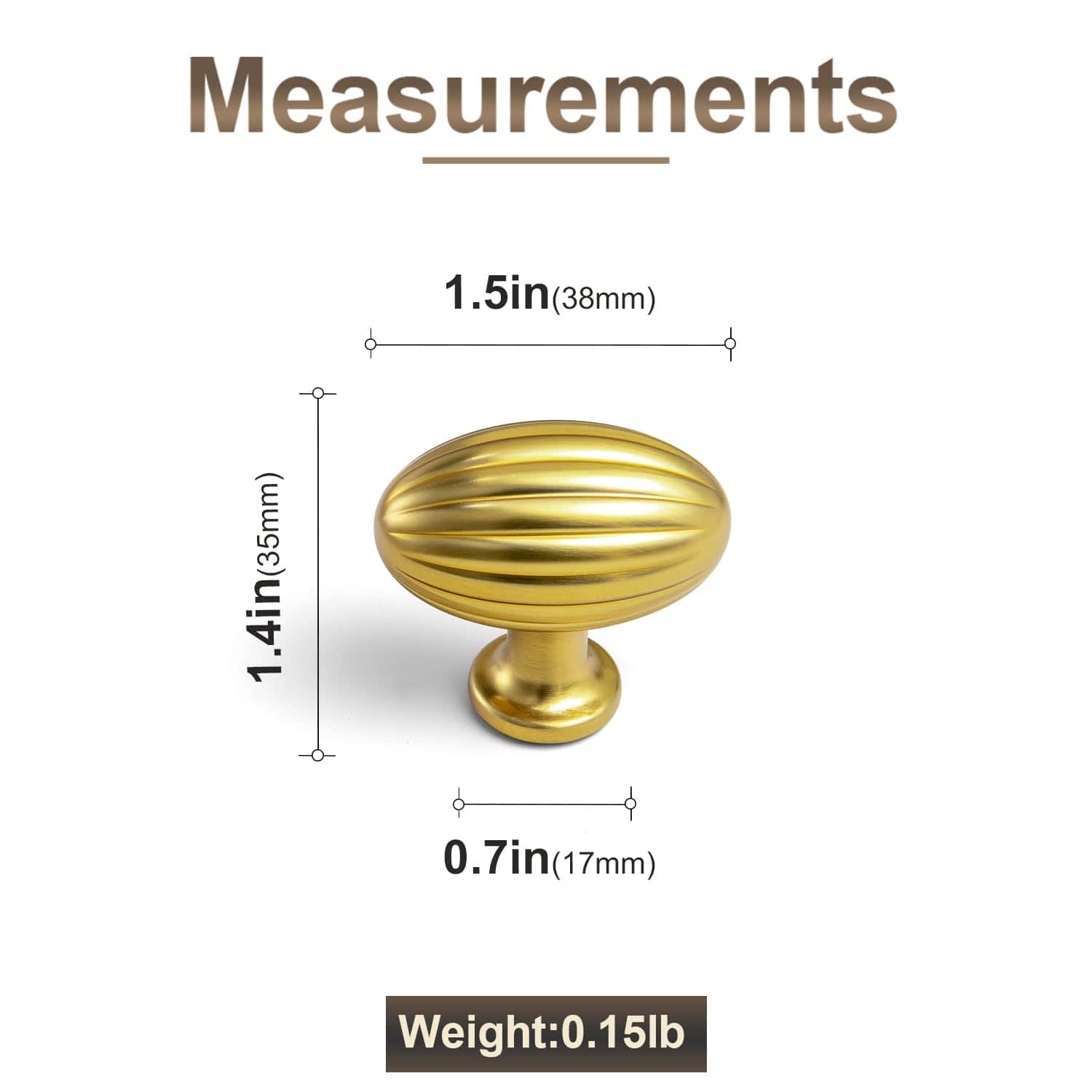 Goo-Ki Vintage Ribbed Oval Zinc Alloy Cabinet Knobs - Sturdy Hardware for Kitchen