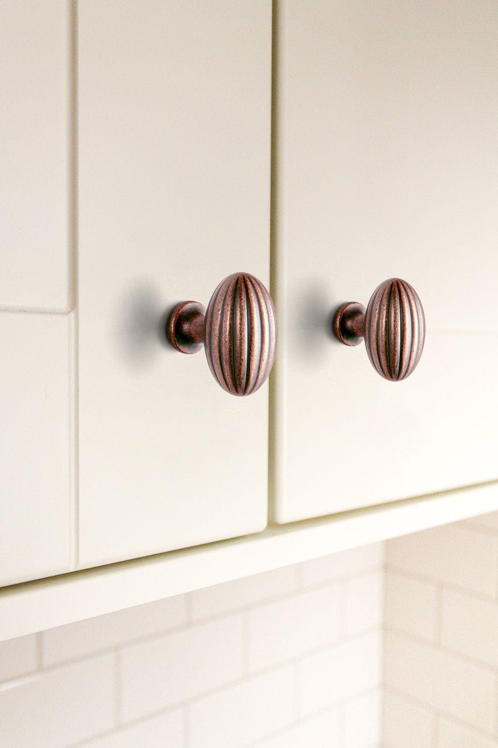 Goo-Ki Vintage Ribbed Oval Zinc Alloy Cabinet Knobs - Sturdy Hardware for Kitchen