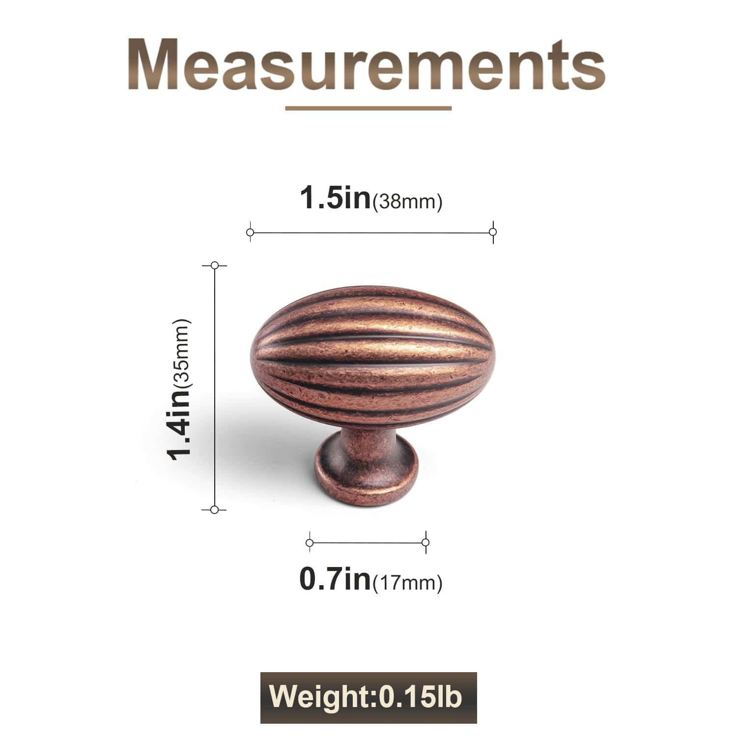 Goo-Ki Vintage Ribbed Oval Zinc Alloy Cabinet Knobs - Sturdy Hardware for Kitchen