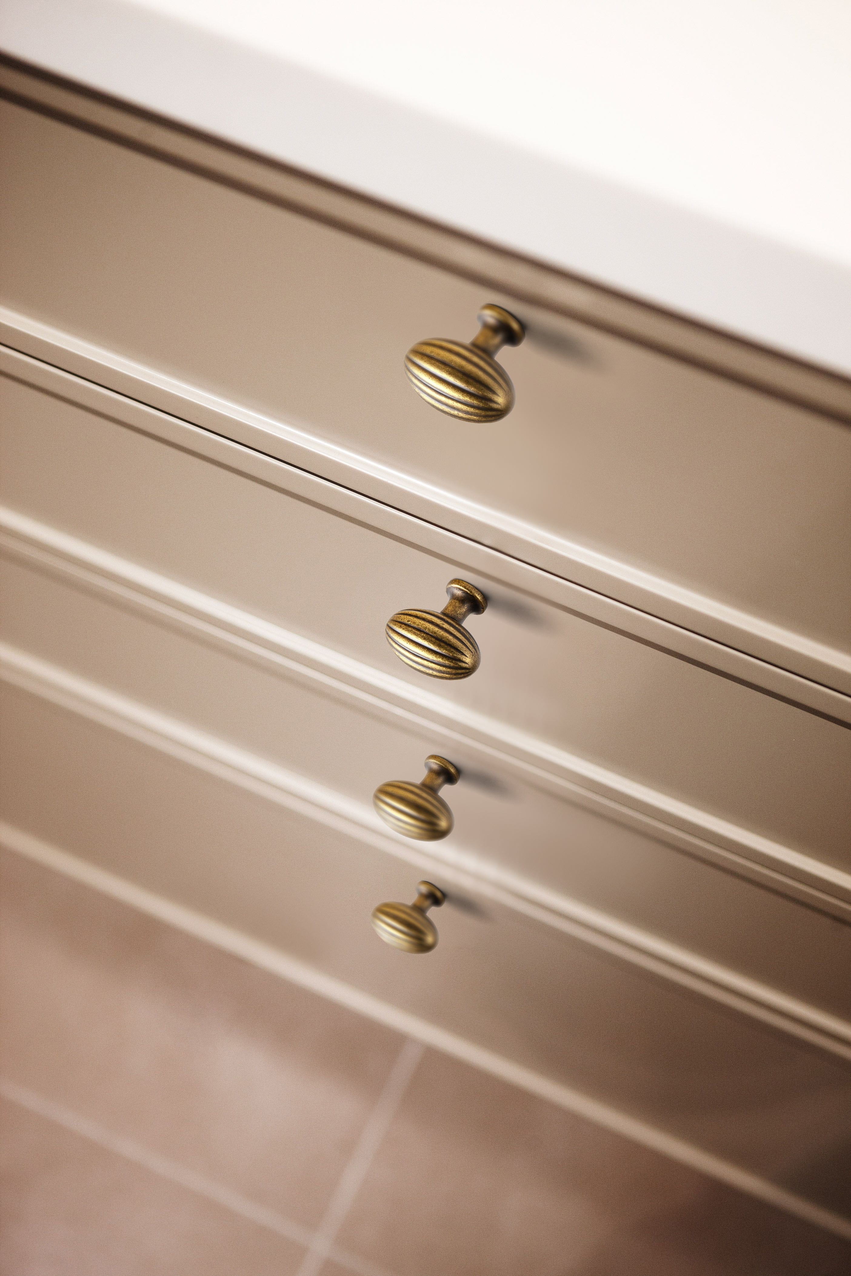 Goo-Ki Vintage Ribbed Oval Zinc Alloy Cabinet Knobs - Sturdy Hardware for Kitchen