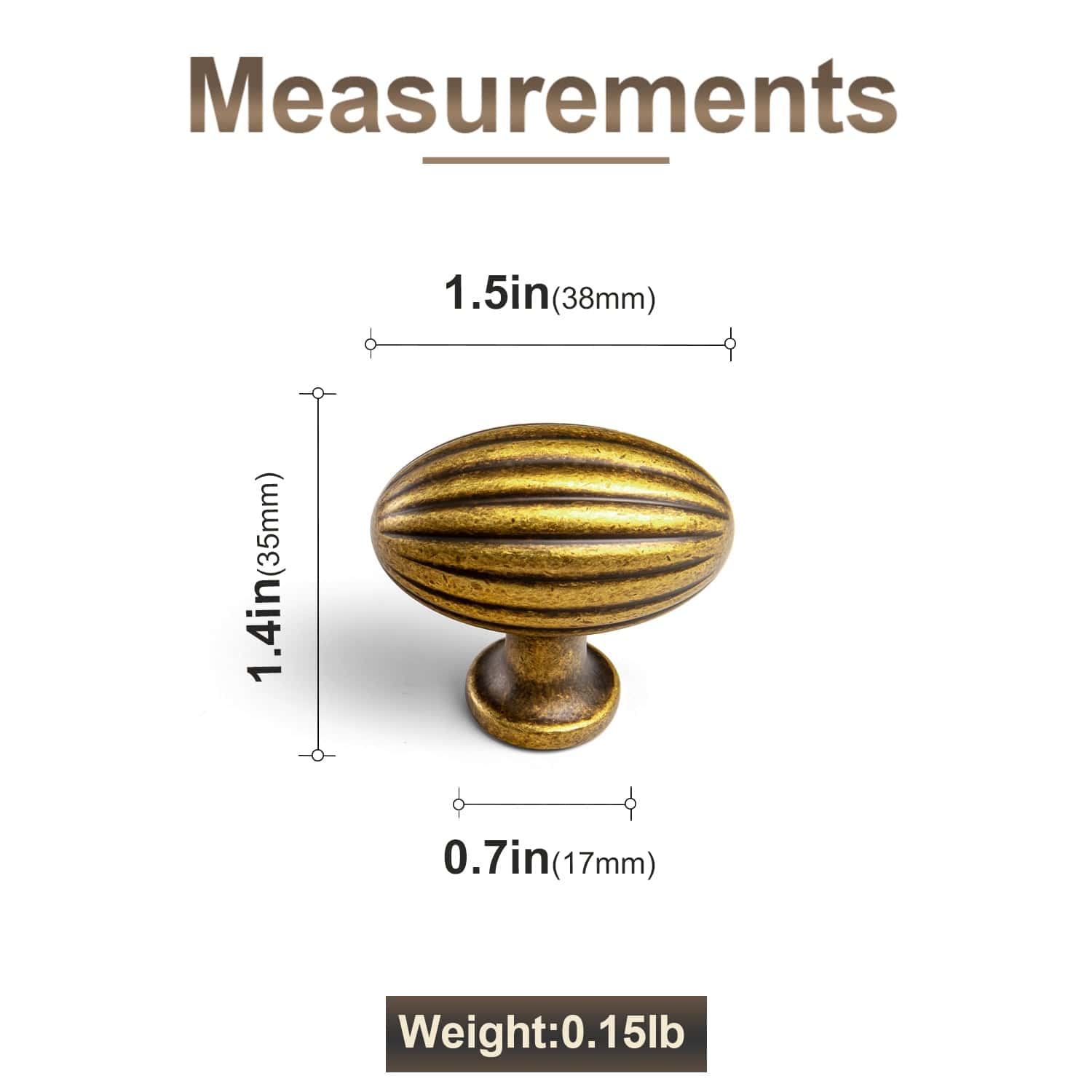 Goo-Ki Vintage Ribbed Oval Zinc Alloy Cabinet Knobs - Sturdy Hardware for Kitchen