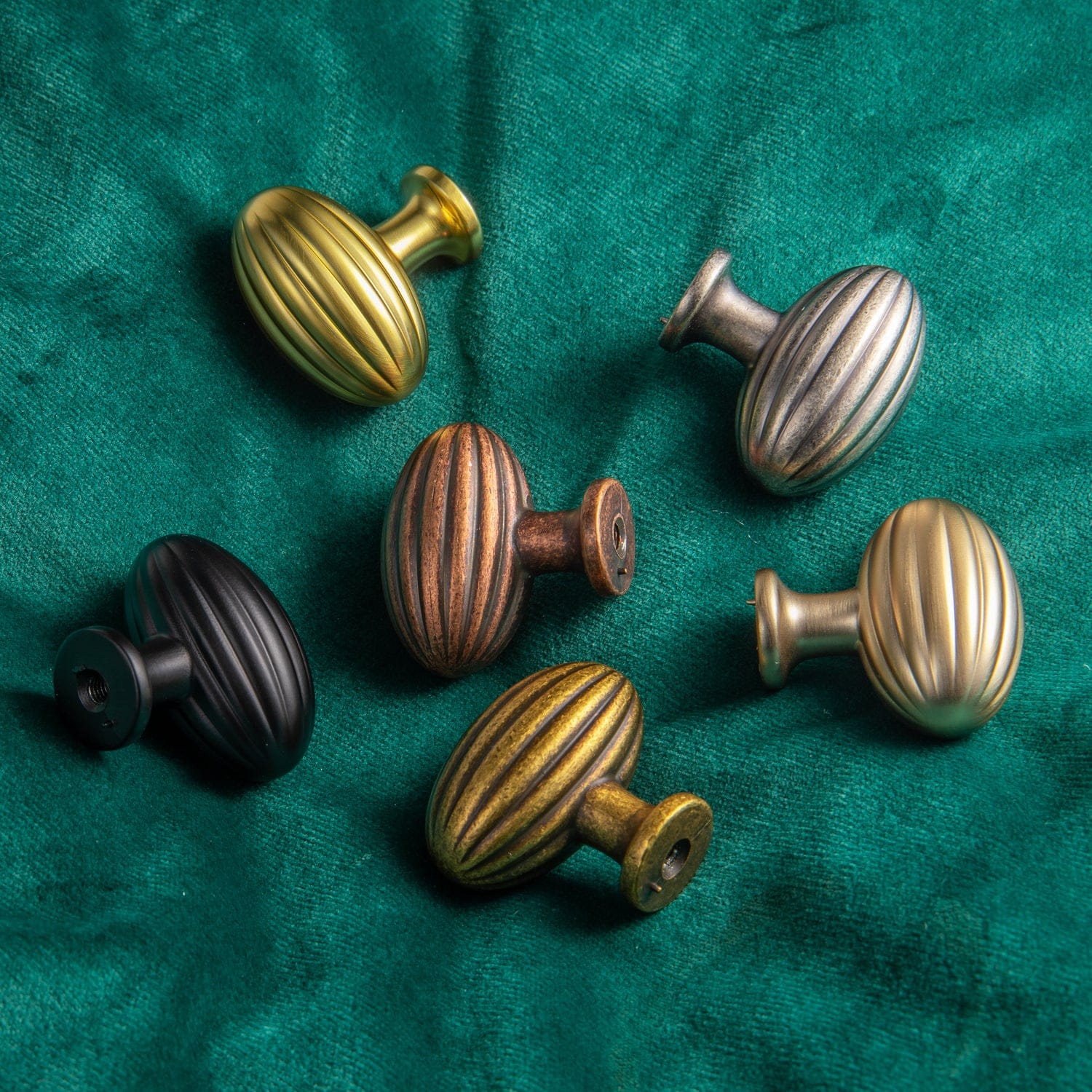 Goo-Ki Vintage Ribbed Oval Zinc Alloy Cabinet Knobs - Sturdy Hardware for Kitchen