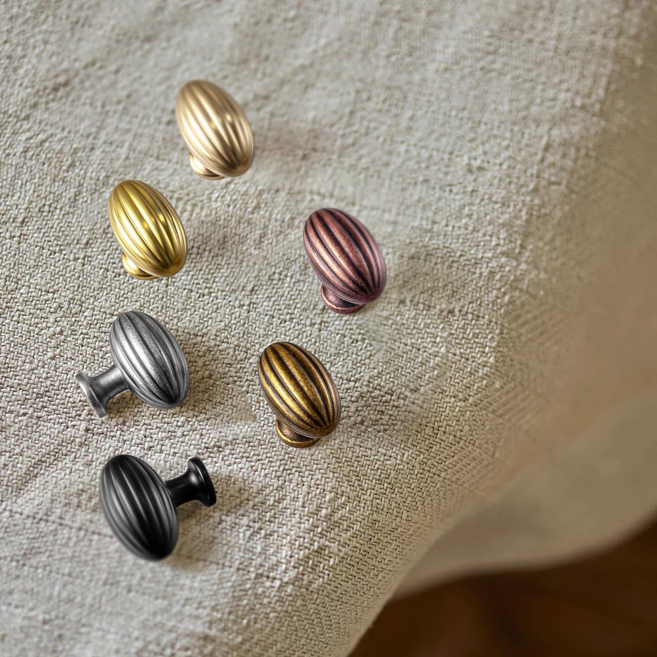 Goo-Ki Vintage Ribbed Oval Zinc Alloy Cabinet Knobs - Sturdy Hardware for Kitchen