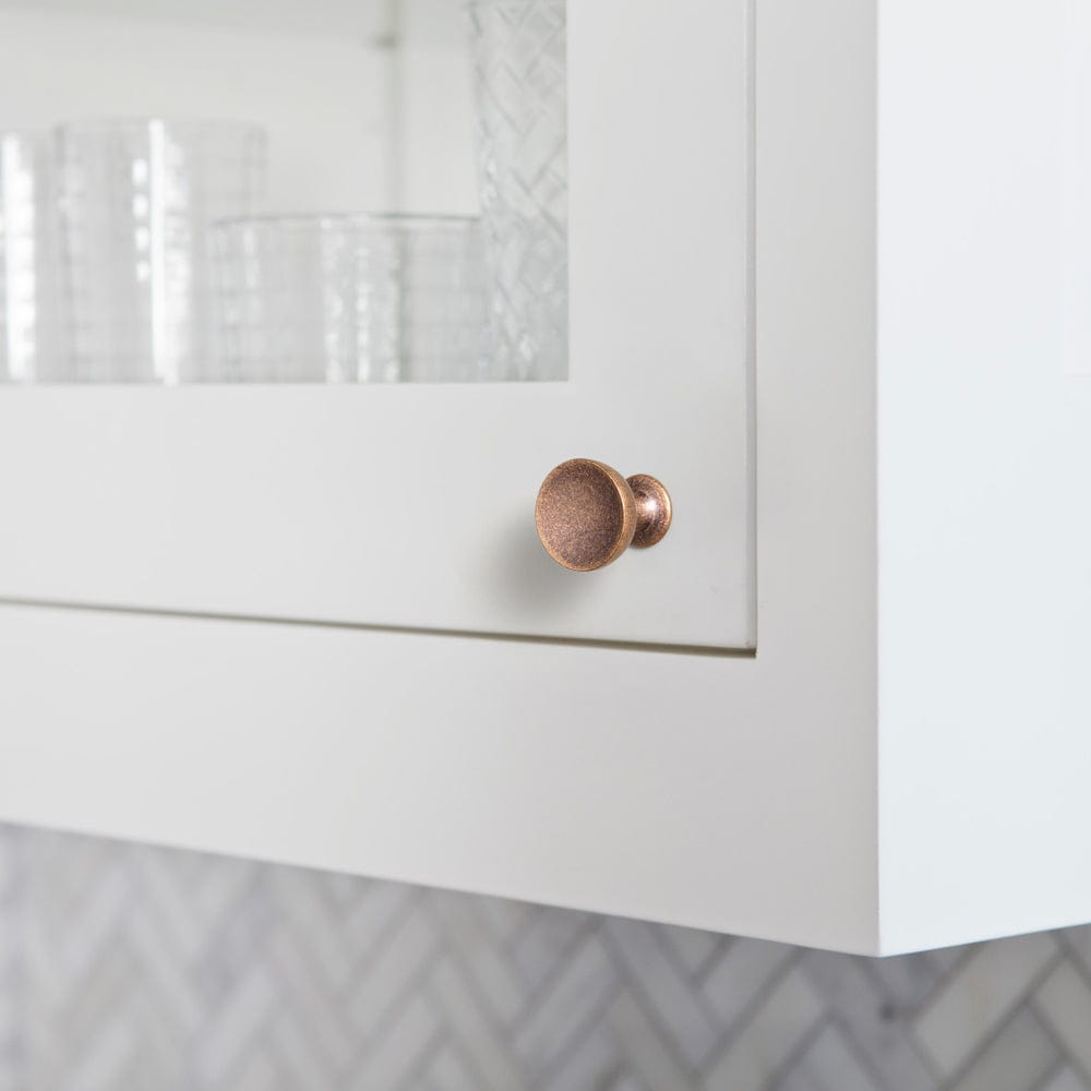 Goo-Ki Vintage Round Cup Design with Rustic Patina Finish Retro Kitchen Drawer Knobs