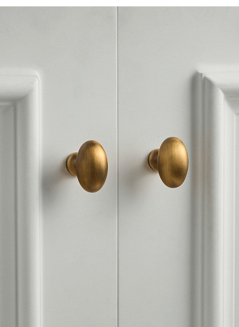 Goo-Ki Vintage Style Solid Brass Oval Pigeon Egg Shape 1.4 Inch Diameter Cabinet Knobs for Kitchen & Bathroom
