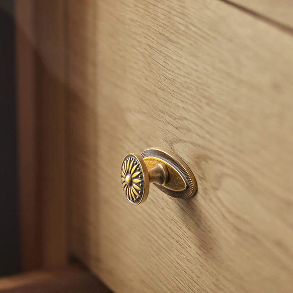 Goo-Ki Vintage Sunburst Cabinet Knobs Ornate Floral Design with Distressed Finish Kitchen Drawer Knobs