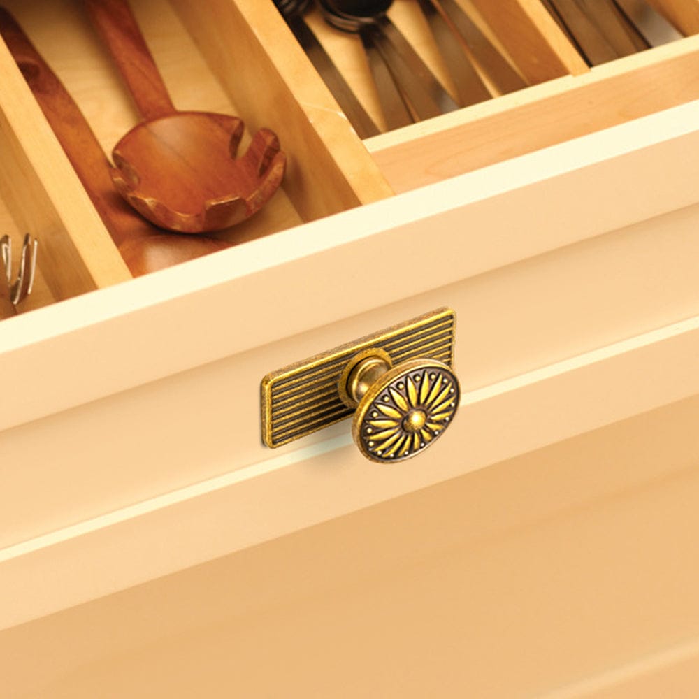 Goo-Ki Vintage Sunburst Cabinet Knobs Ornate Floral Design with Distressed Finish Kitchen Drawer Knobs