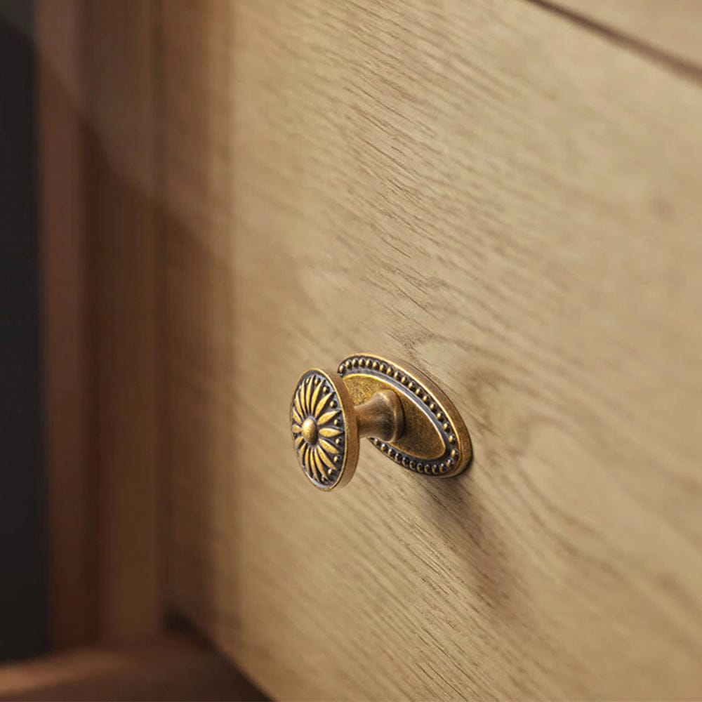 Goo-Ki Vintage Sunburst Cabinet Knobs Ornate Floral Design with Distressed Finish Kitchen Drawer Knobs