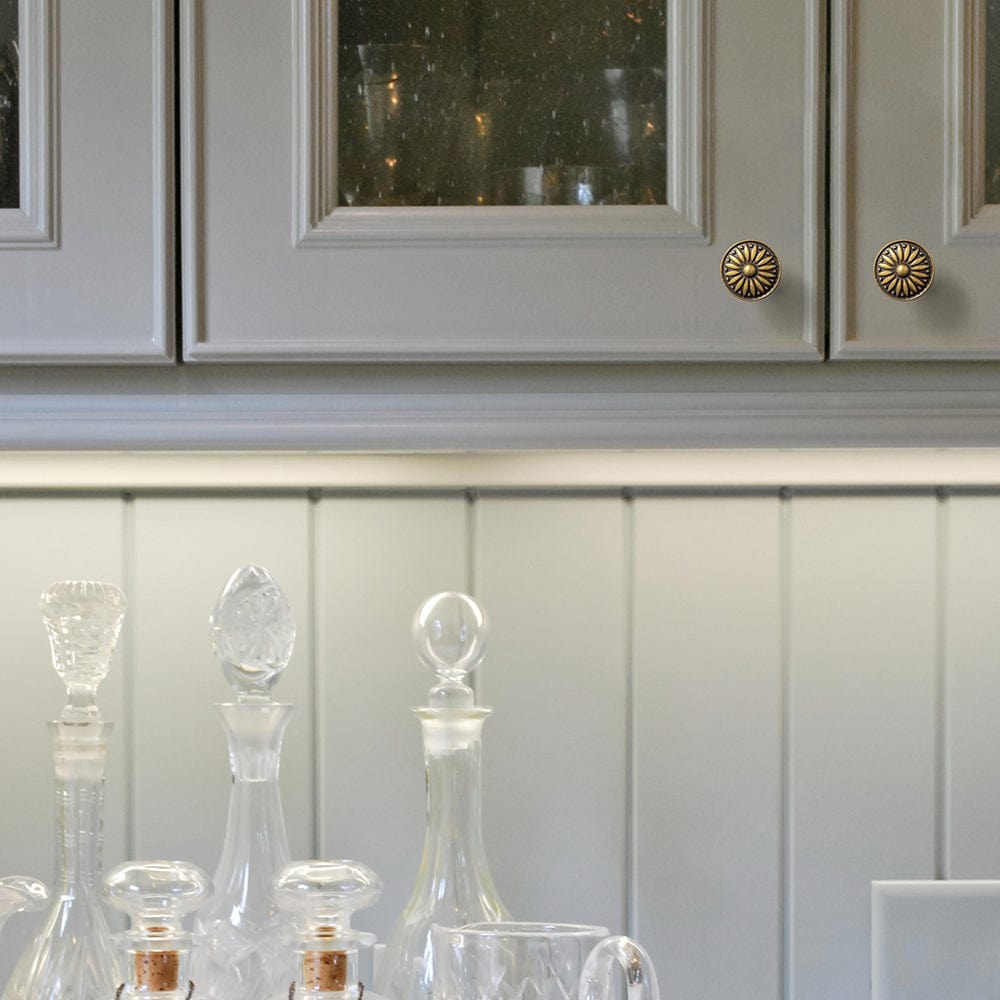 Goo-Ki Vintage Sunburst Cabinet Knobs Ornate Floral Design with Distressed Finish Kitchen Drawer Knobs