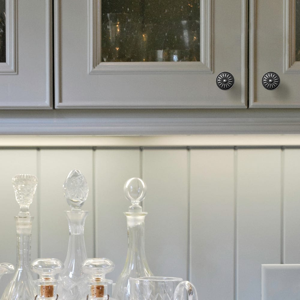 Goo-Ki Vintage Sunburst Cabinet Knobs Ornate Floral Design with Distressed Finish Kitchen Drawer Knobs