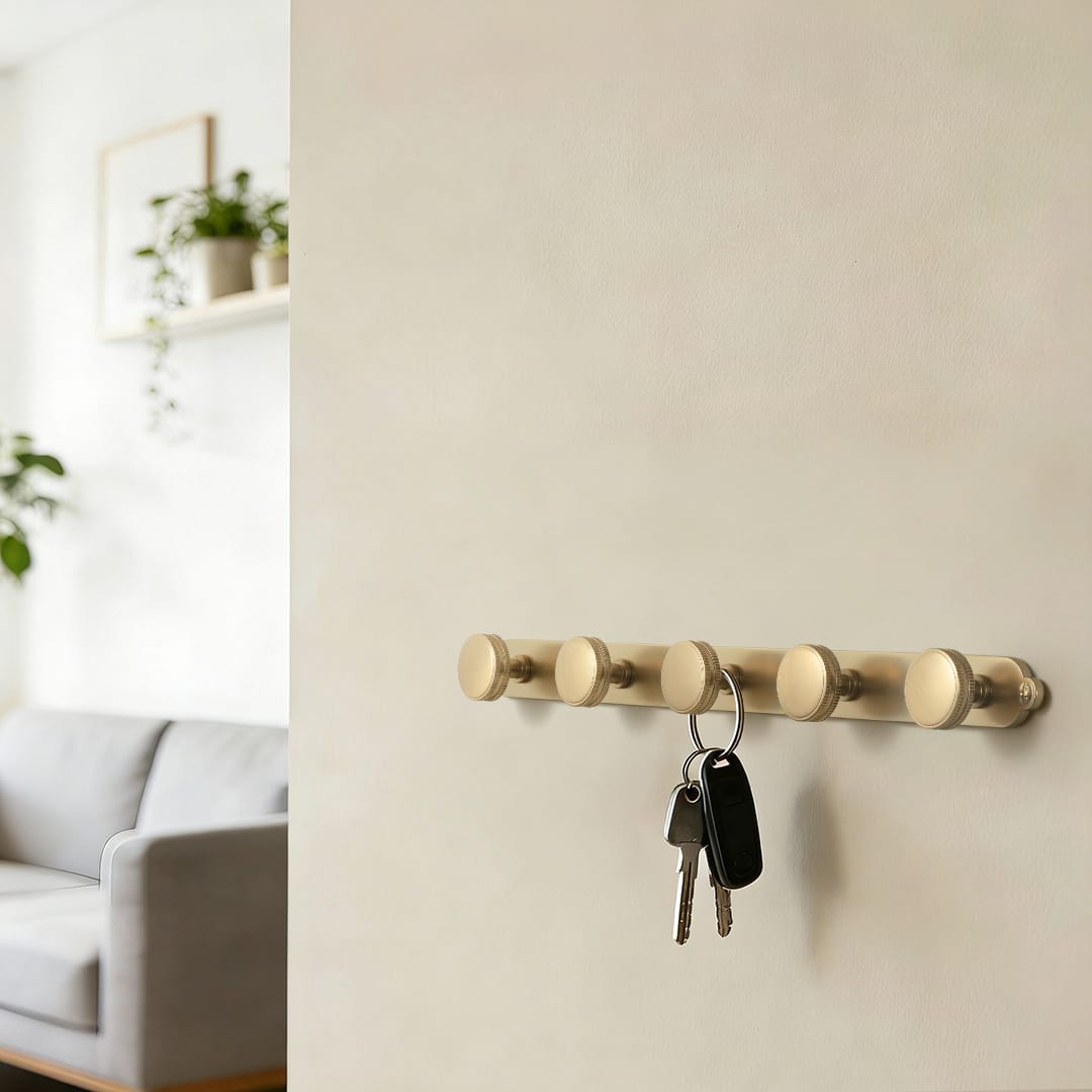 Goo-Ki Vintage Zinc Alloy Coat Hook Rail with Knurled Round Knobs, Wall-Mounted Hanger Rack for Entryway, Bathroom & Closet