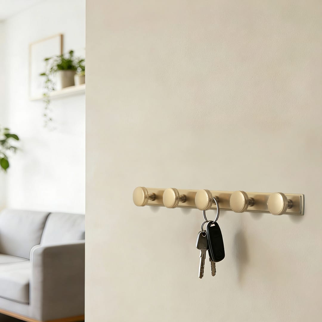Goo-Ki Vintage Zinc Alloy Coat Hook Rail with Knurled Round Knobs, Wall-Mounted Hanger Rack for Entryway, Bathroom & Closet