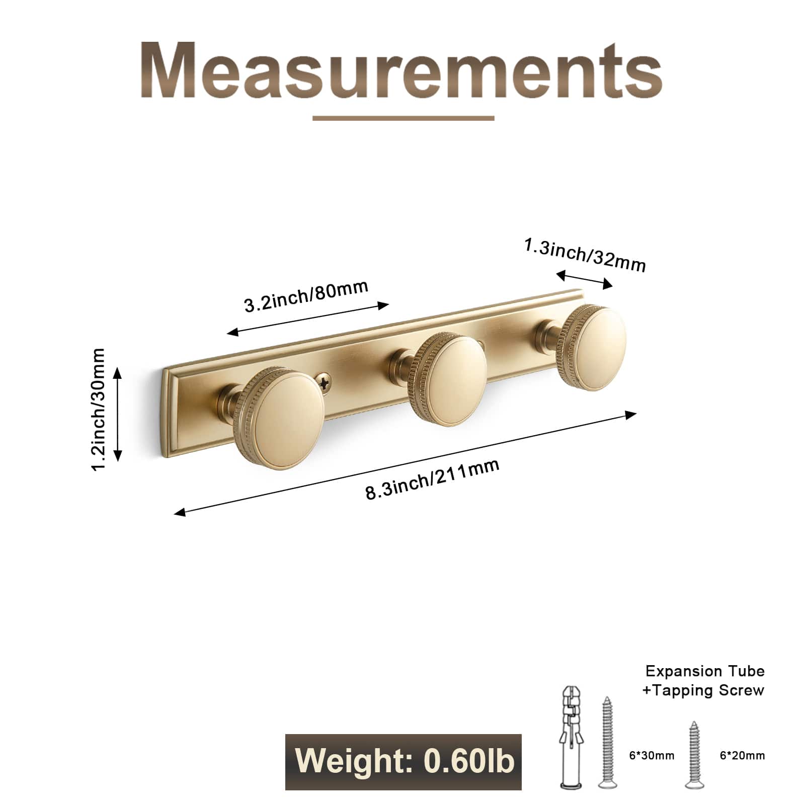 Goo-Ki Vintage Zinc Alloy Coat Hook Rail with Knurled Round Knobs, Wall-Mounted Hanger Rack for Entryway, Bathroom & Closet