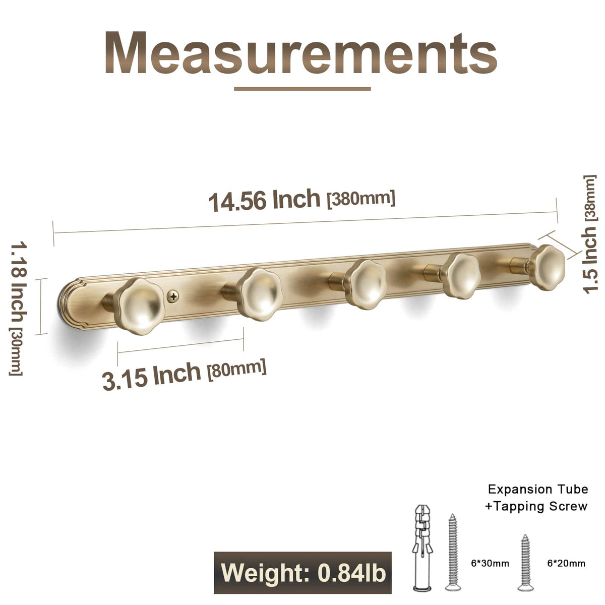 Goo-Ki Wall Mounted Zinc Alloy Floral Knob Coat Hook Rack, Decorative Robe Hook Rail for Home Storage & Decor