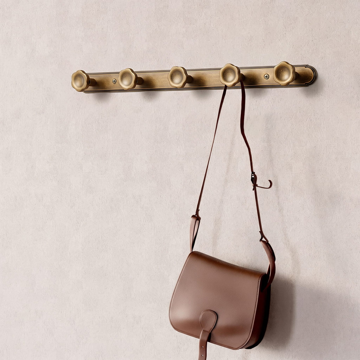 Goo-Ki Wall Mounted Zinc Alloy Floral Knob Coat Hook Rack, Decorative Robe Hook Rail for Home Storage & Decor