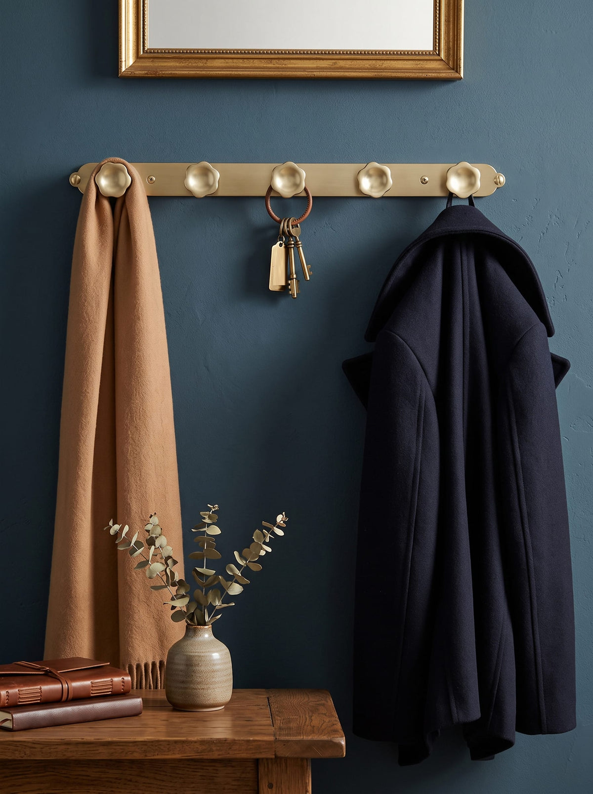 Goo-Ki Wall Mounted Zinc Alloy Floral Knob Coat Hook Rack, Decorative Robe Hook Rail for Home Storage & Decor