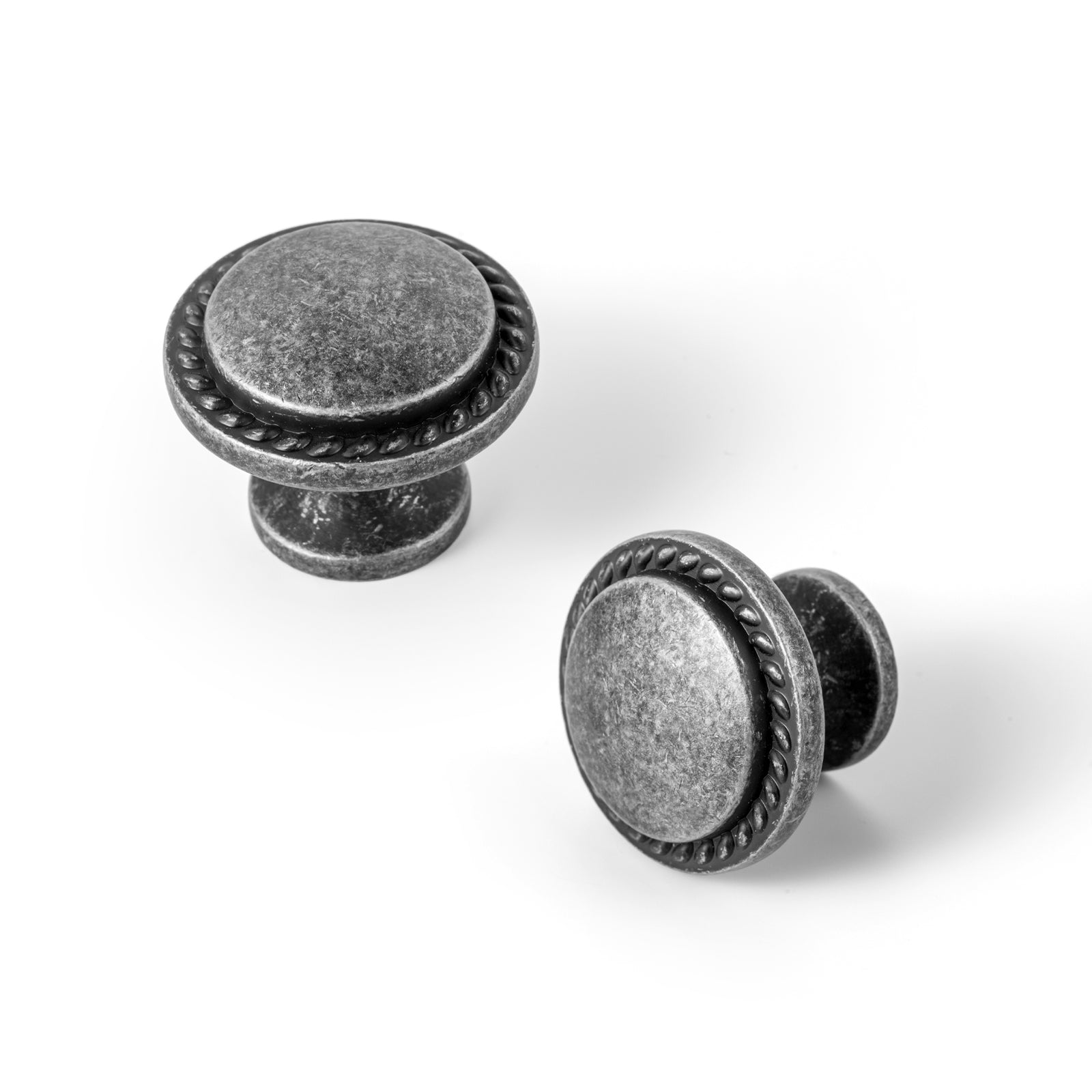 Goo-Ki Weathered Nickel / Knob / 12 Pack Classic Round Design Cabinet Knobs with Wheatear Border for Kitchen Drawers