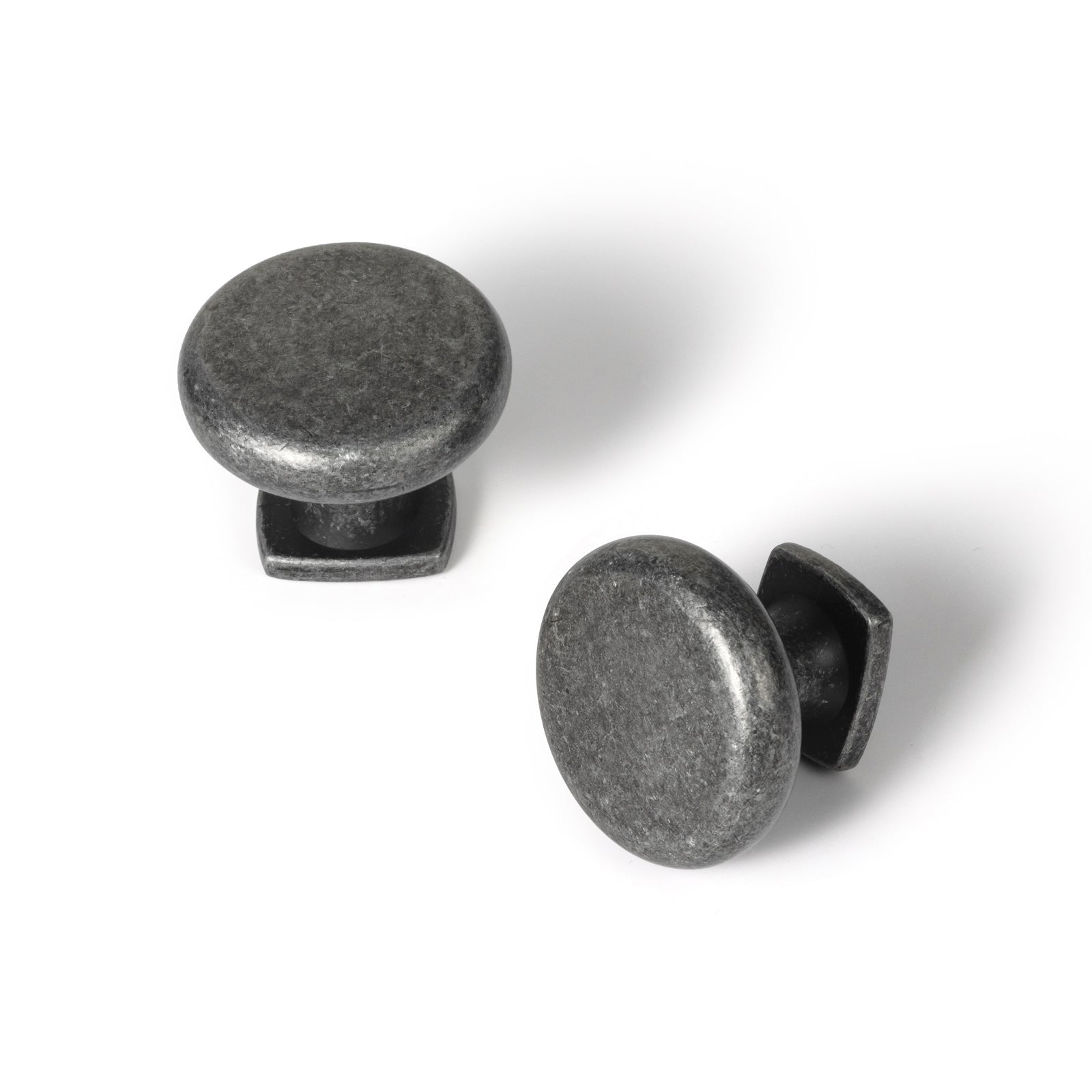 Goo-Ki Weathered Nickel / Knob / 12 Pack Flat Round Classic Knob with Square Base Retro Cabinet Single Hole Knobs Multipack