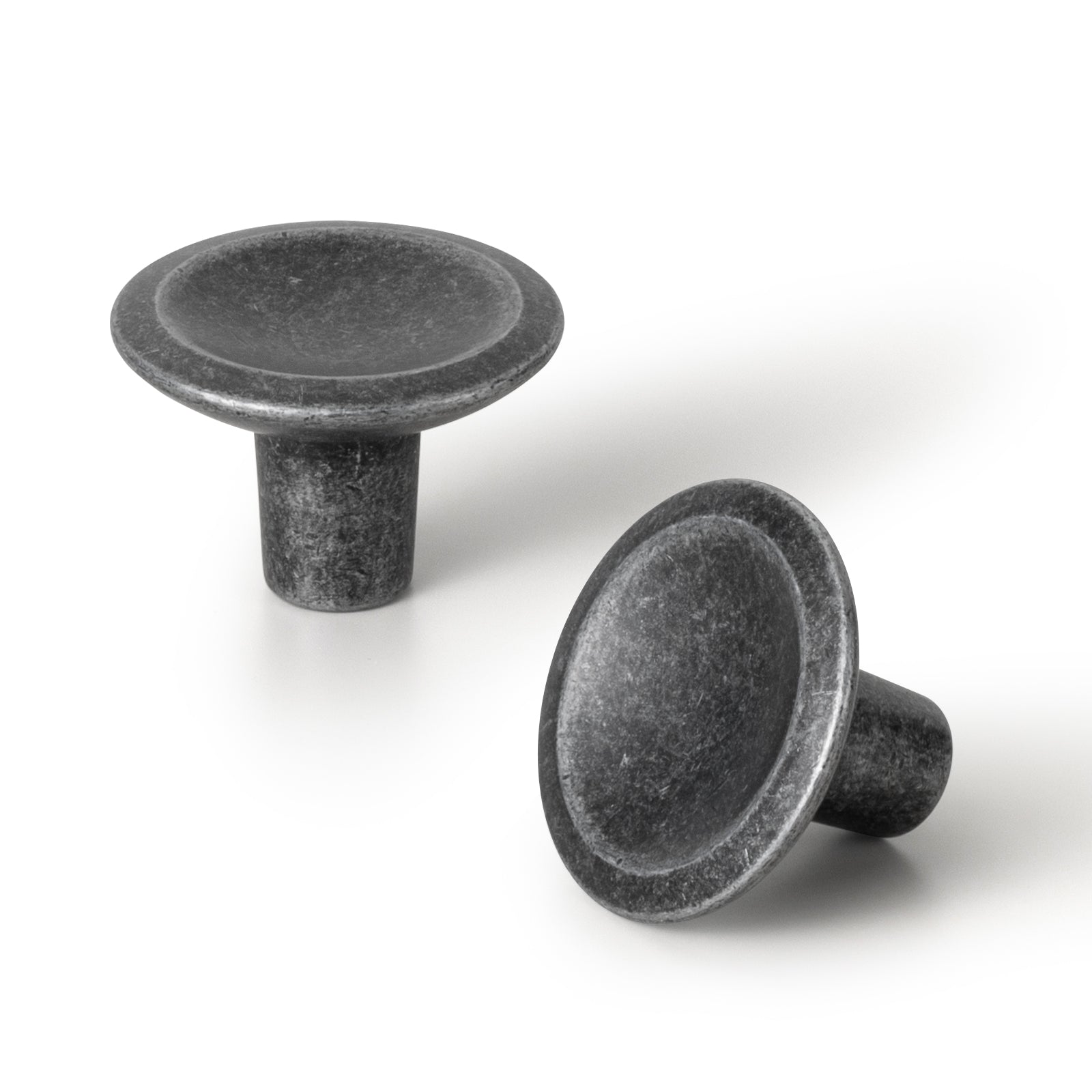Goo-Ki Weathered Nickel / Knob / 6 Pack Round Vintage Cabinet Knobs Concave Design with Tapered Base Kitchen Drawer Hardware