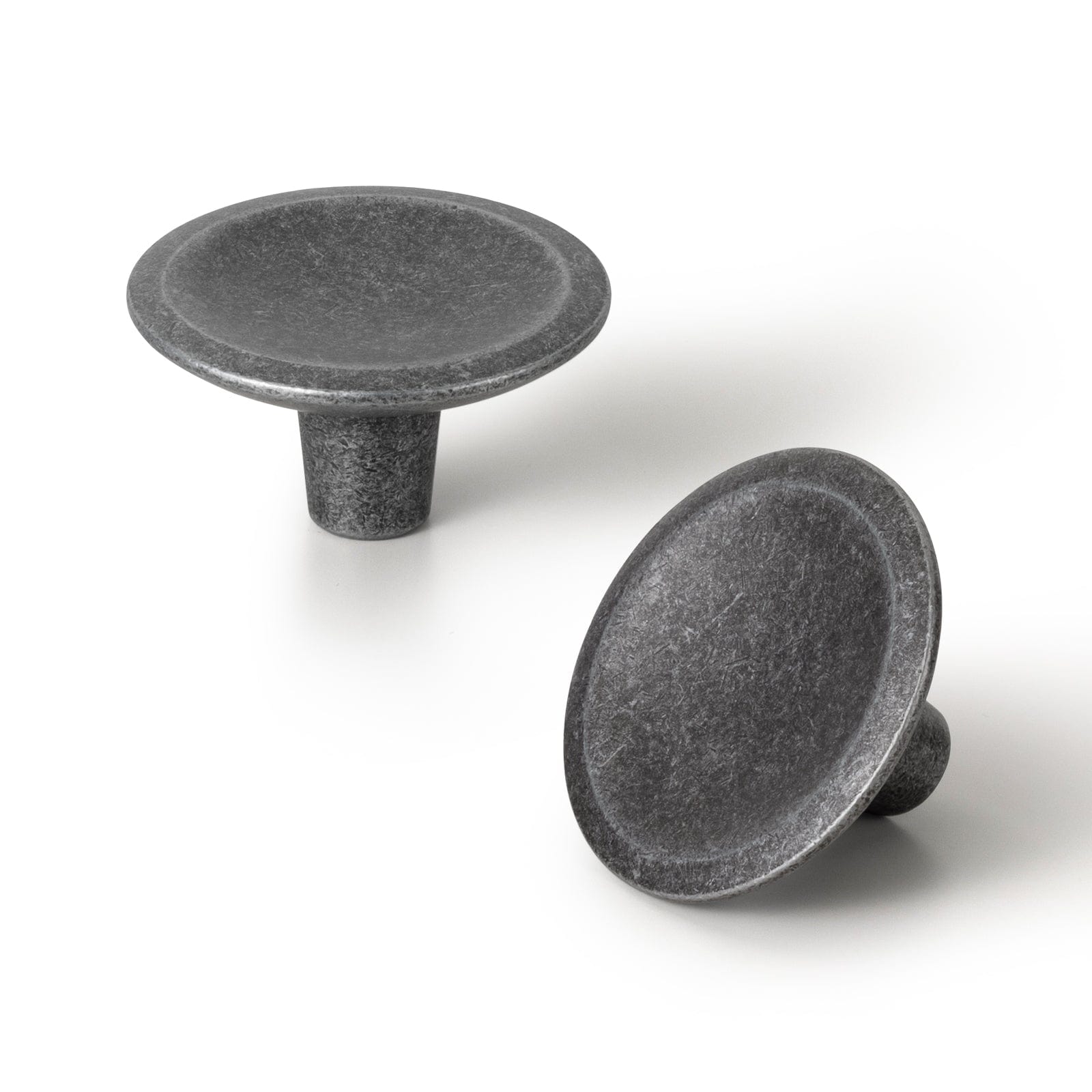 Goo-Ki Weathered Nickel / Knob Plus / 6 Pack Round Vintage Cabinet Knobs Concave Design with Tapered Base Kitchen Drawer Hardware