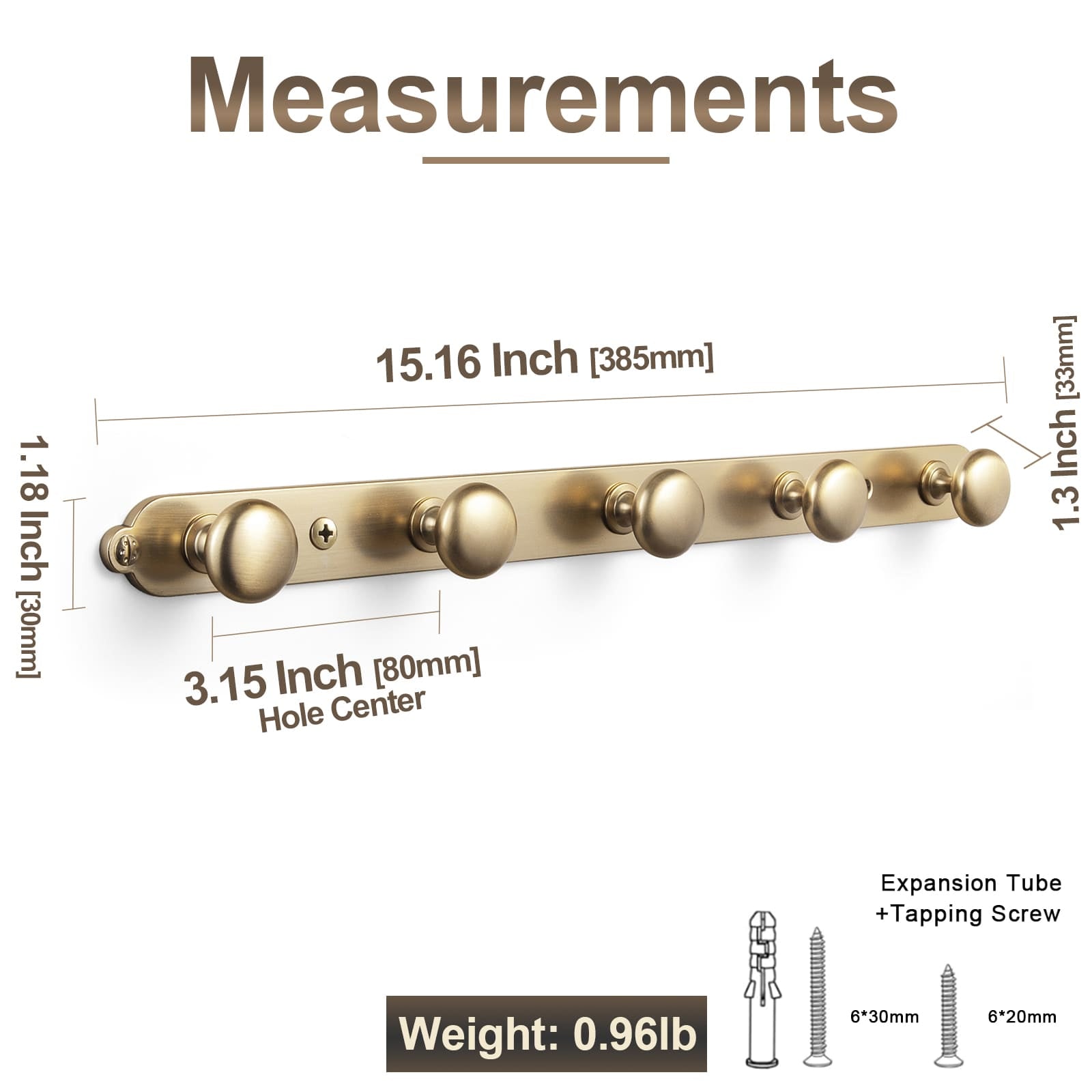Goo-Ki Zinc Alloy Coat Hook - Retro Decorative Wall Hanger Rail with Round Knobs for Coats, Towels & Home Organization