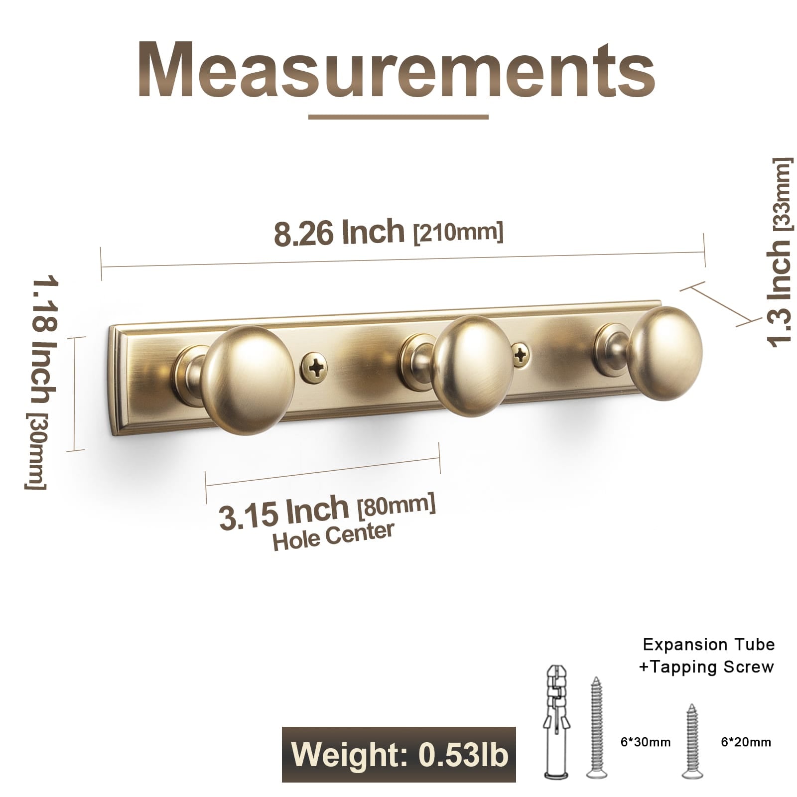 Goo-Ki Zinc Alloy Coat Hook - Retro Decorative Wall Hanger Rail with Round Knobs for Coats, Towels & Home Organization