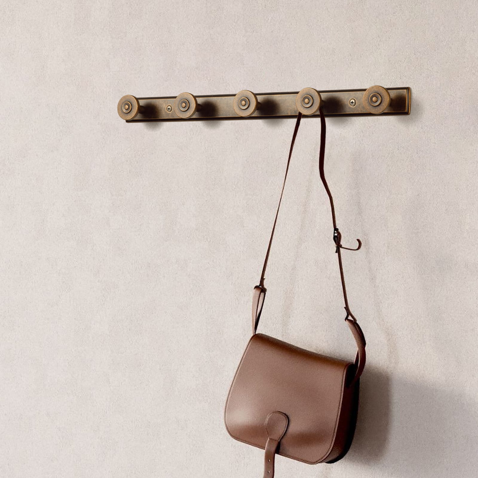 Goo-Ki Zinc Alloy Wall-Mounted Coat Hooks Decorative Multi-Hook Rail with Round Knobs Heavy-Duty Hanger Rail for Entryway, Bathroom & Bedroom