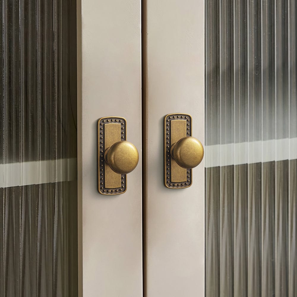 Antique Brass Zinc Alloy Cabinet Knob with Back Plate Single Hole Center Cabinet Hardware for Bedroom Kitchen