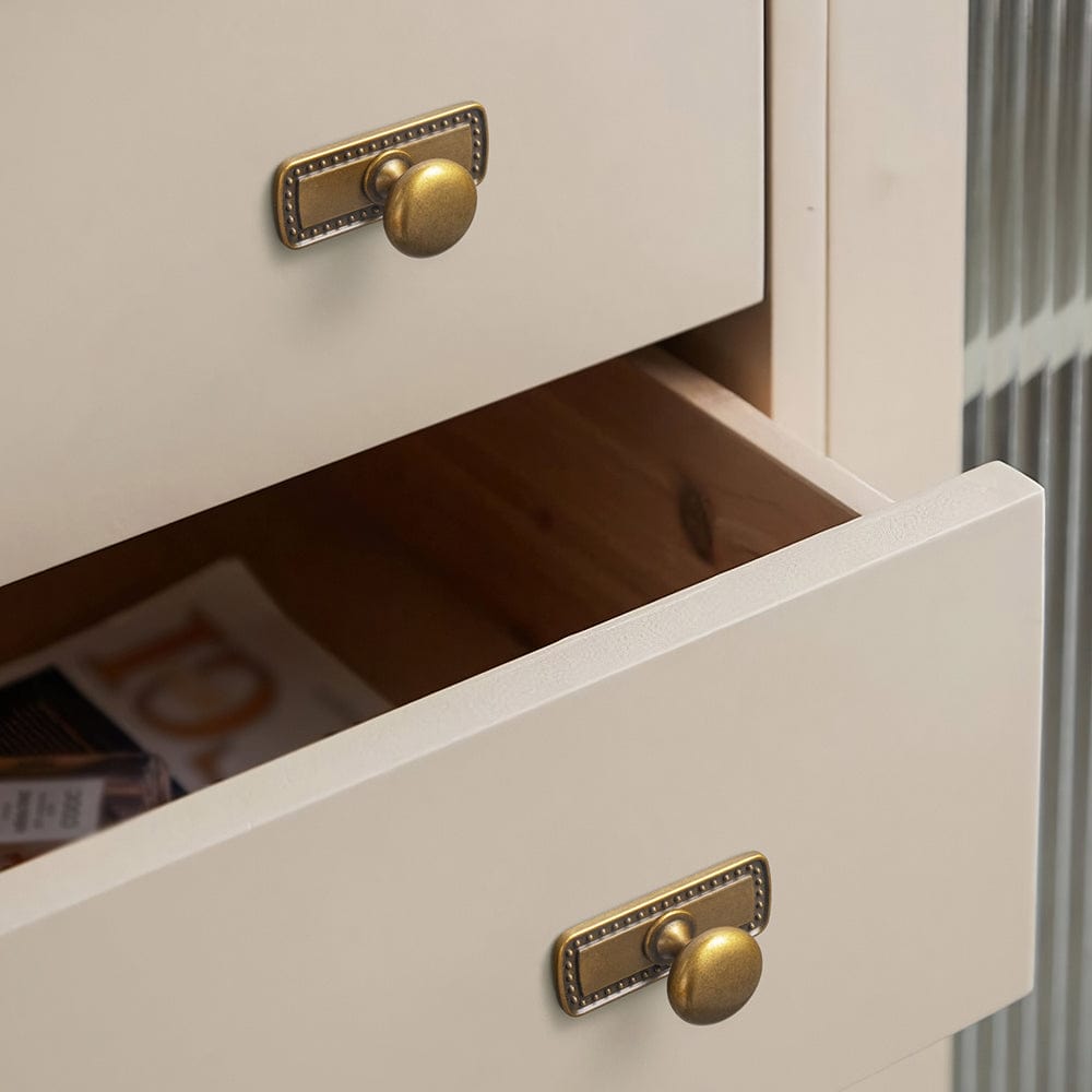Antique Brass Zinc Alloy Cabinet Knob with Back Plate Single Hole Center Cabinet Hardware for Bedroom Kitchen
