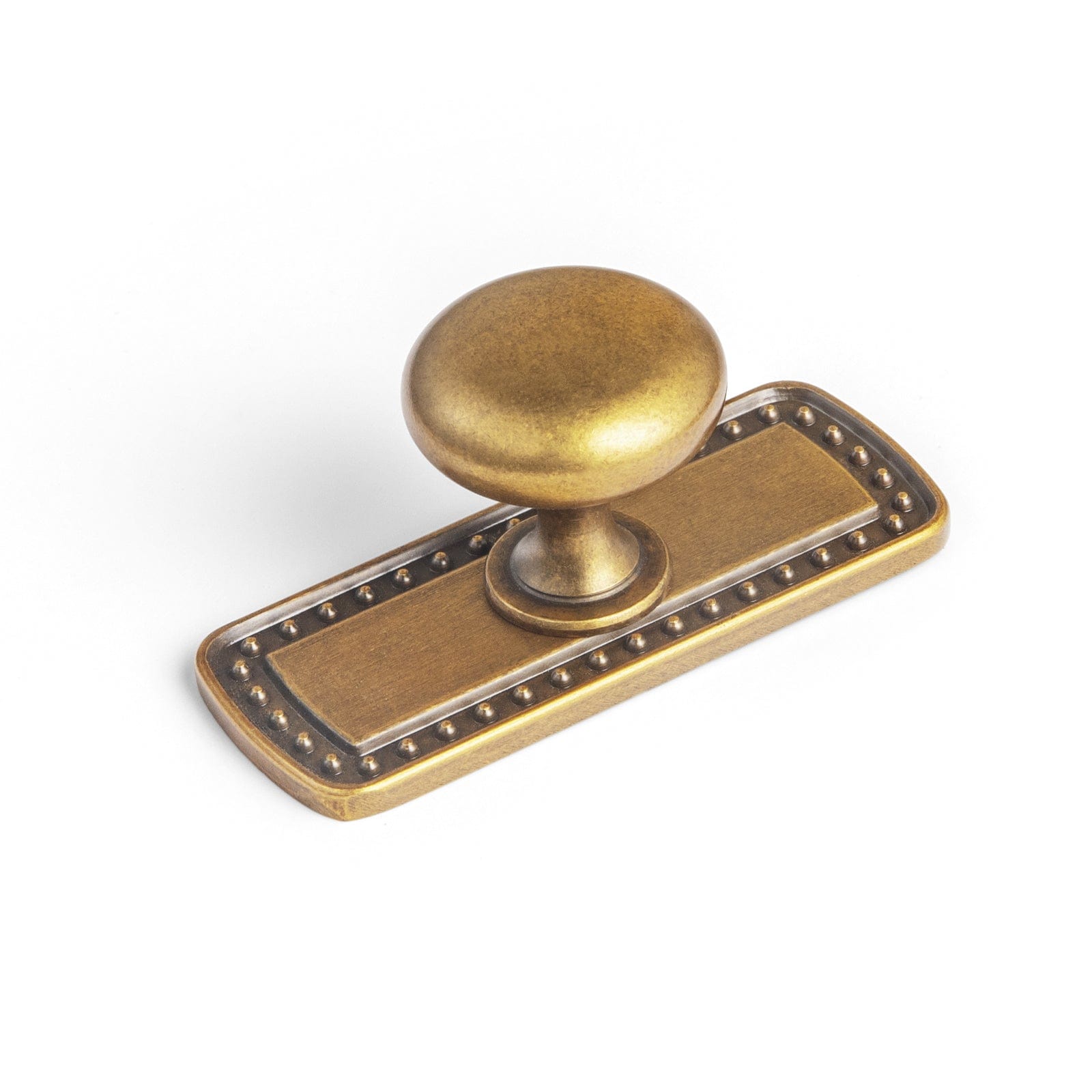 Antique Brass Zinc Alloy Cabinet Knob with Back Plate Single Hole Center Cabinet Hardware for Bedroom Kitchen