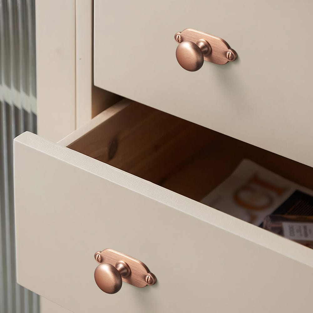 Antique Brass Zinc Alloy Cabinet Knob with Back Plate Single Hole Center Cabinet Hardware for Bedroom Kitchen
