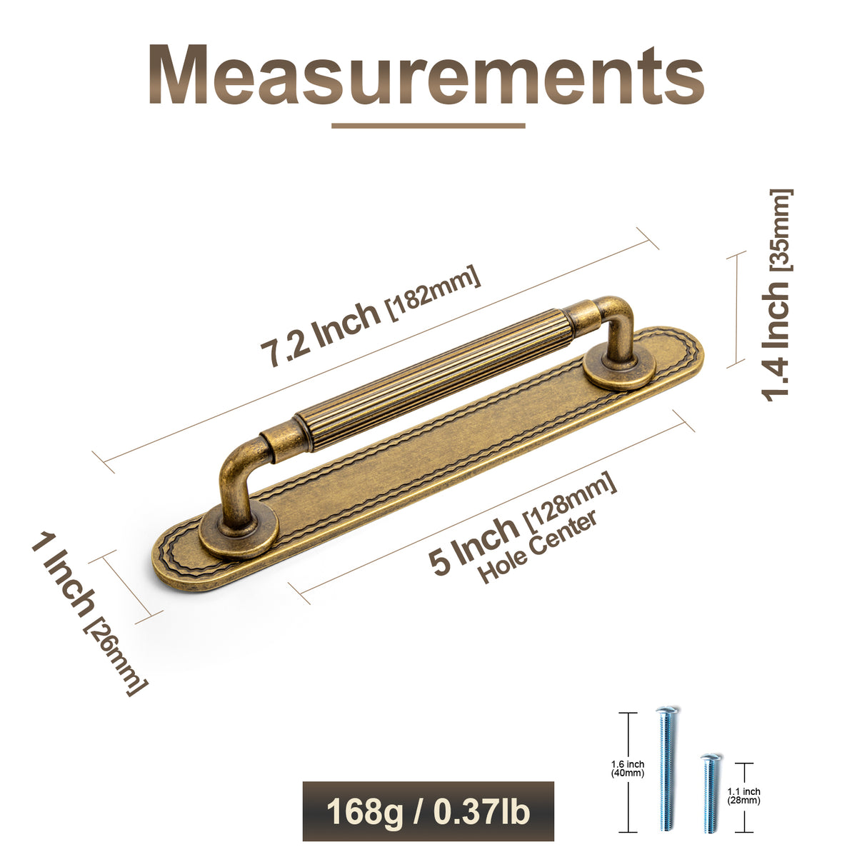 2 Pack Zinc Alloy Fluted Cabinet Handles with Ornate Backplates, Grooved Bar Pulls for Furniture Cabinet Hardware