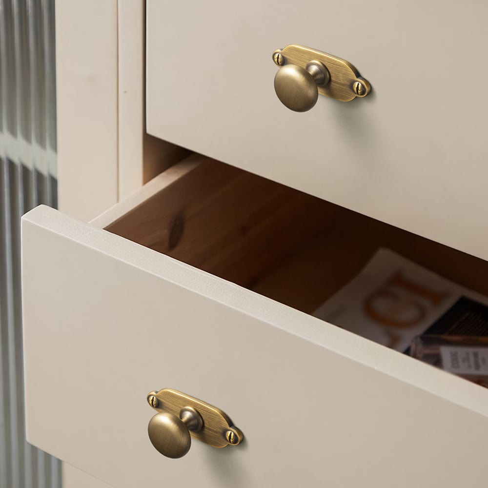 Antique Brass Zinc Alloy Cabinet Knob with Back Plate Single Hole Center Cabinet Hardware for Bedroom Kitchen