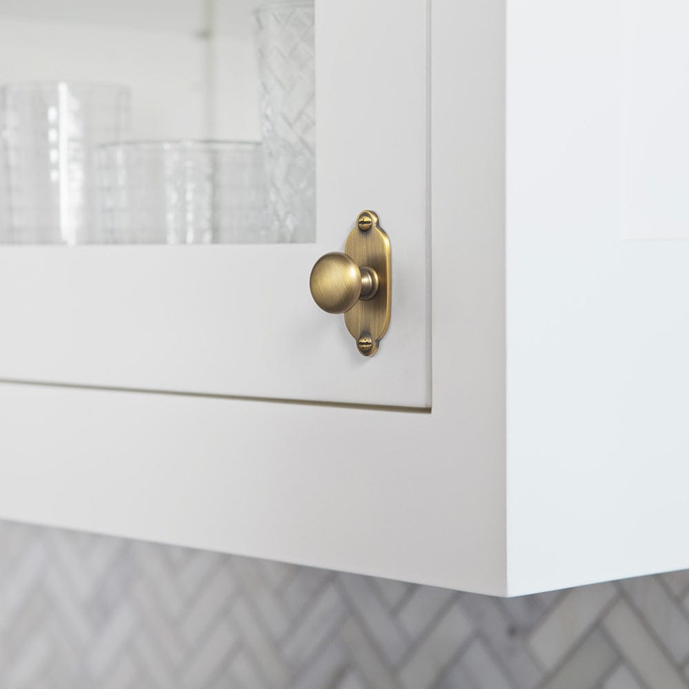 Antique Brass Zinc Alloy Cabinet Knob with Back Plate Single Hole Center Cabinet Hardware for Bedroom Kitchen