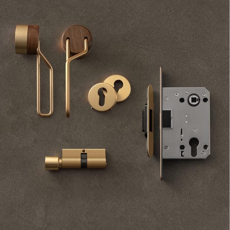 TONA All Set High-end Brass Black Walnut Door Lock Creative Door Handle Interior Mute Door Lock