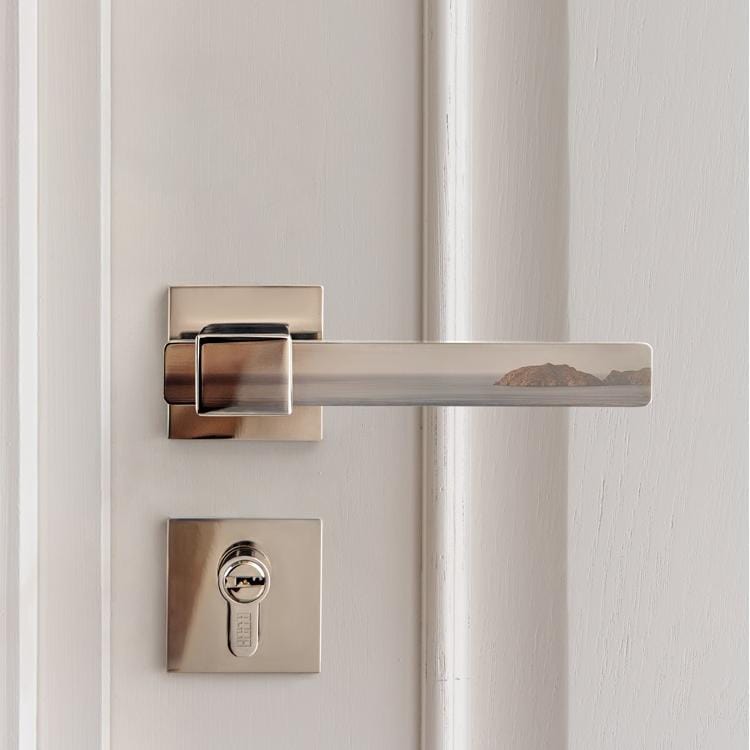 TONA All Set Stylish Square-shaped Door Hardware Kit H59 Brass Titanium Silver Door Lock