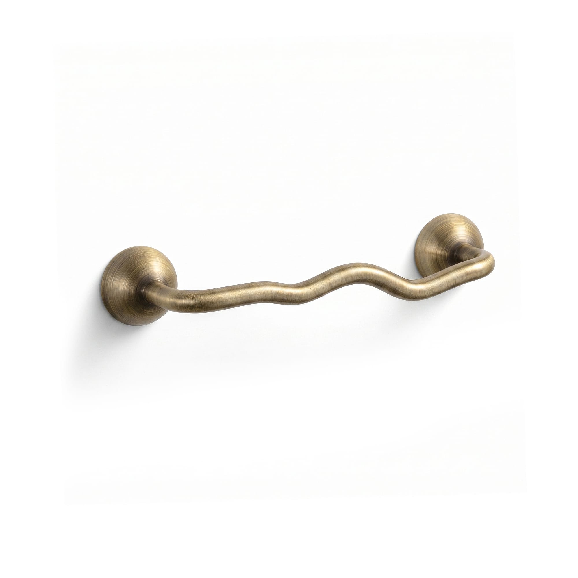 TONA Brushed Antique Brass / 3.78'' Hole Center / 2 Pack Titanium Silver Solid Brass Cabinet Pull - Stylish Wave Curved Design for Kitchen/Bathroom Cabinets