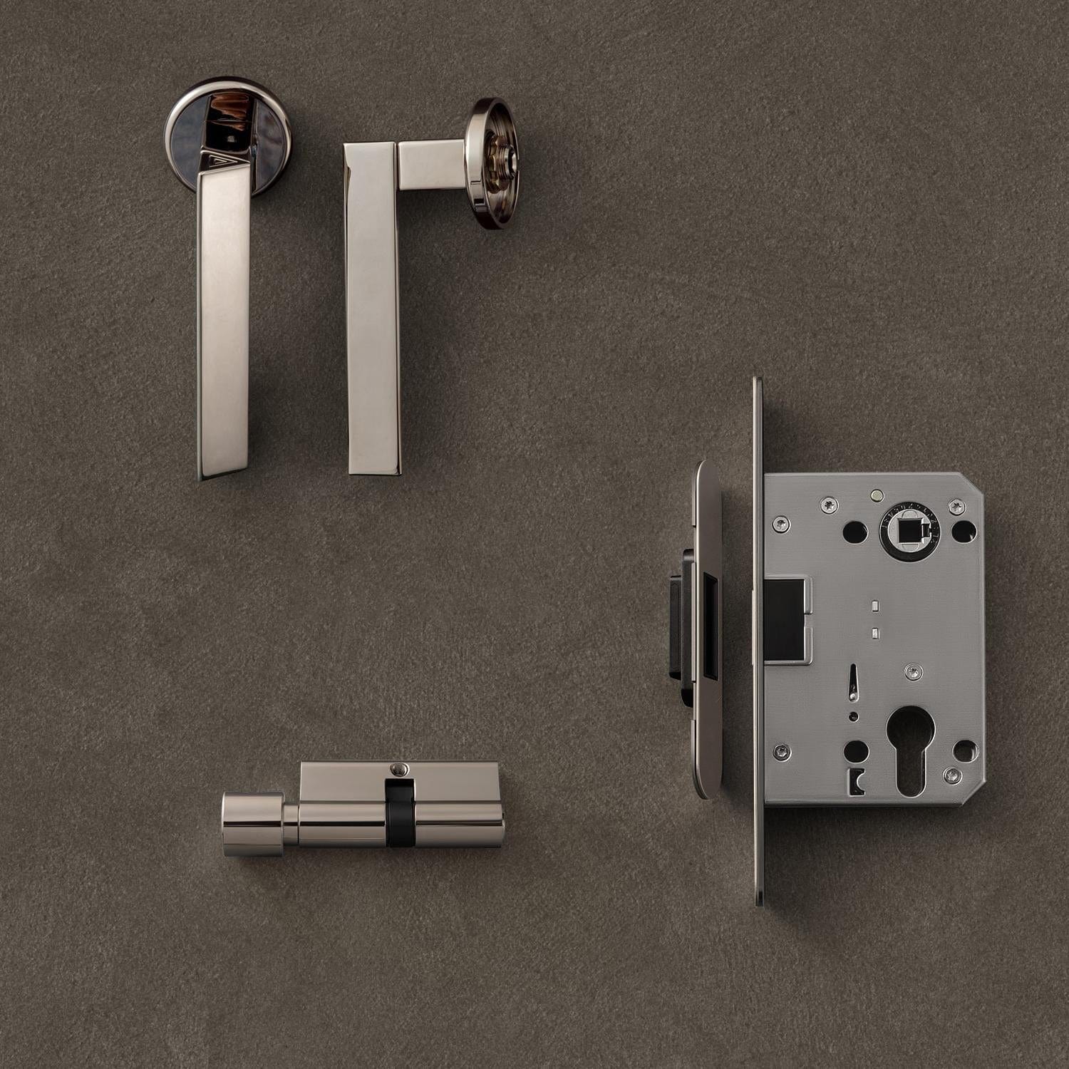 TONA Contemporary Style Titanium Silver Door Handle Solid Brass Interior Door Lock