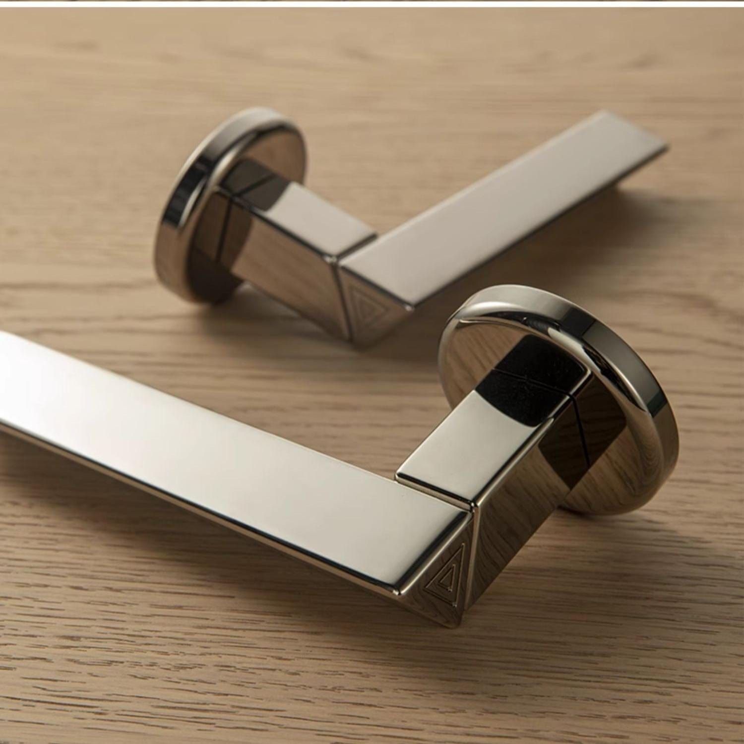 TONA Contemporary Style Titanium Silver Door Handle Solid Brass Interior Door Lock