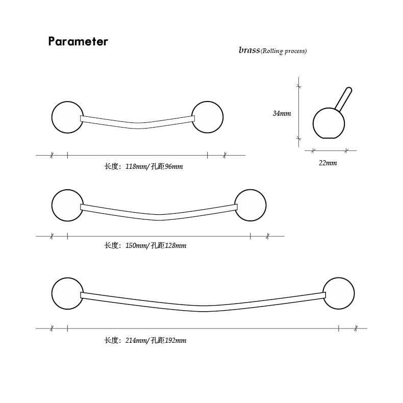 TONA Creative Brass Furniture Handle Novelty Cabinet Bar Pulls European Minimalist Handle