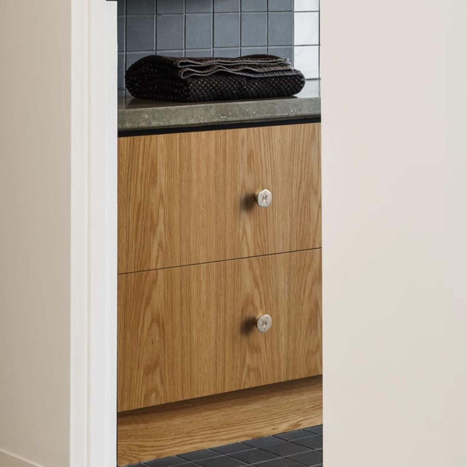 TONA Creative Carving Titanium Silver Cabinet Hardware Solid Brass Drawer Knobs