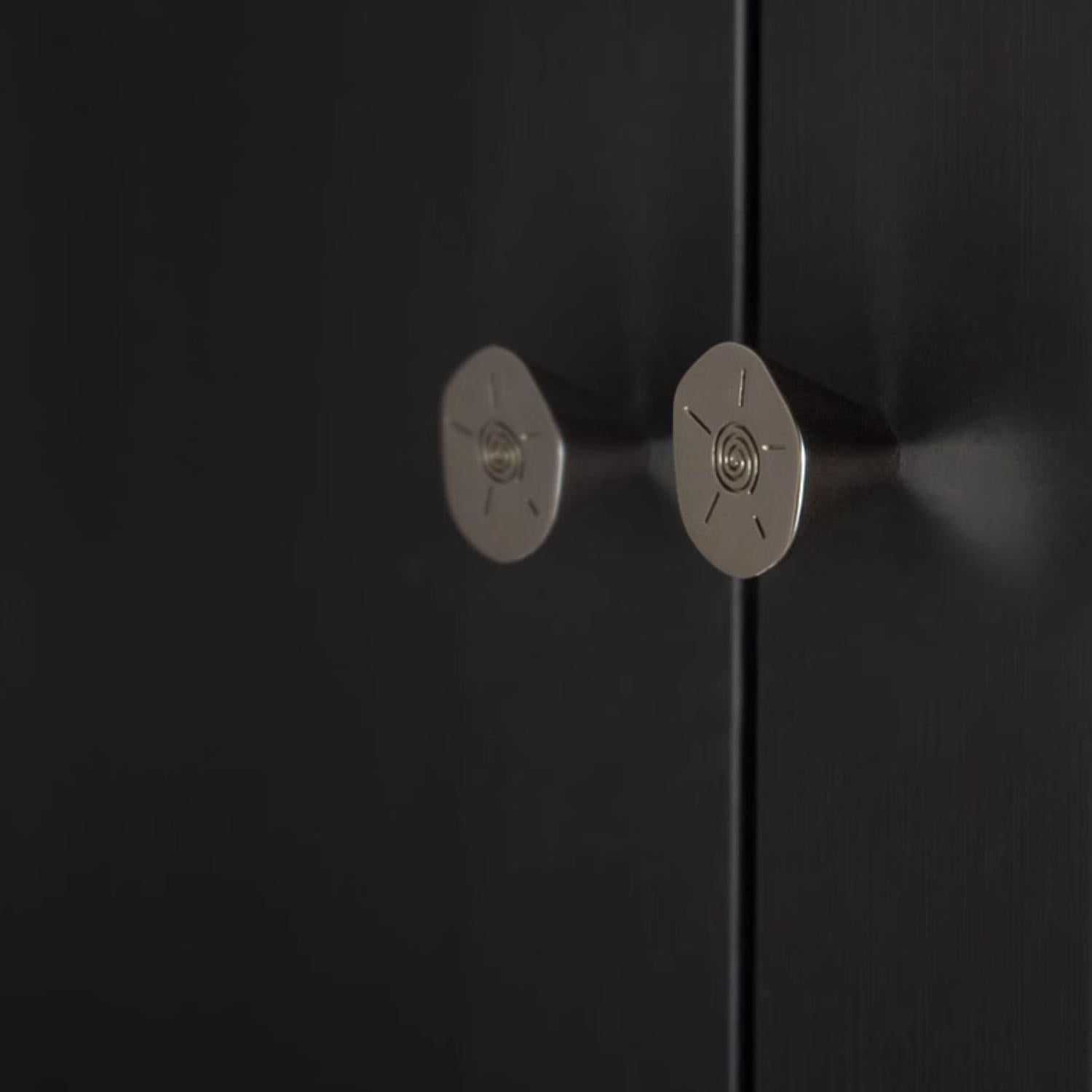 TONA Creative Carving Titanium Silver Cabinet Hardware Solid Brass Drawer Knobs