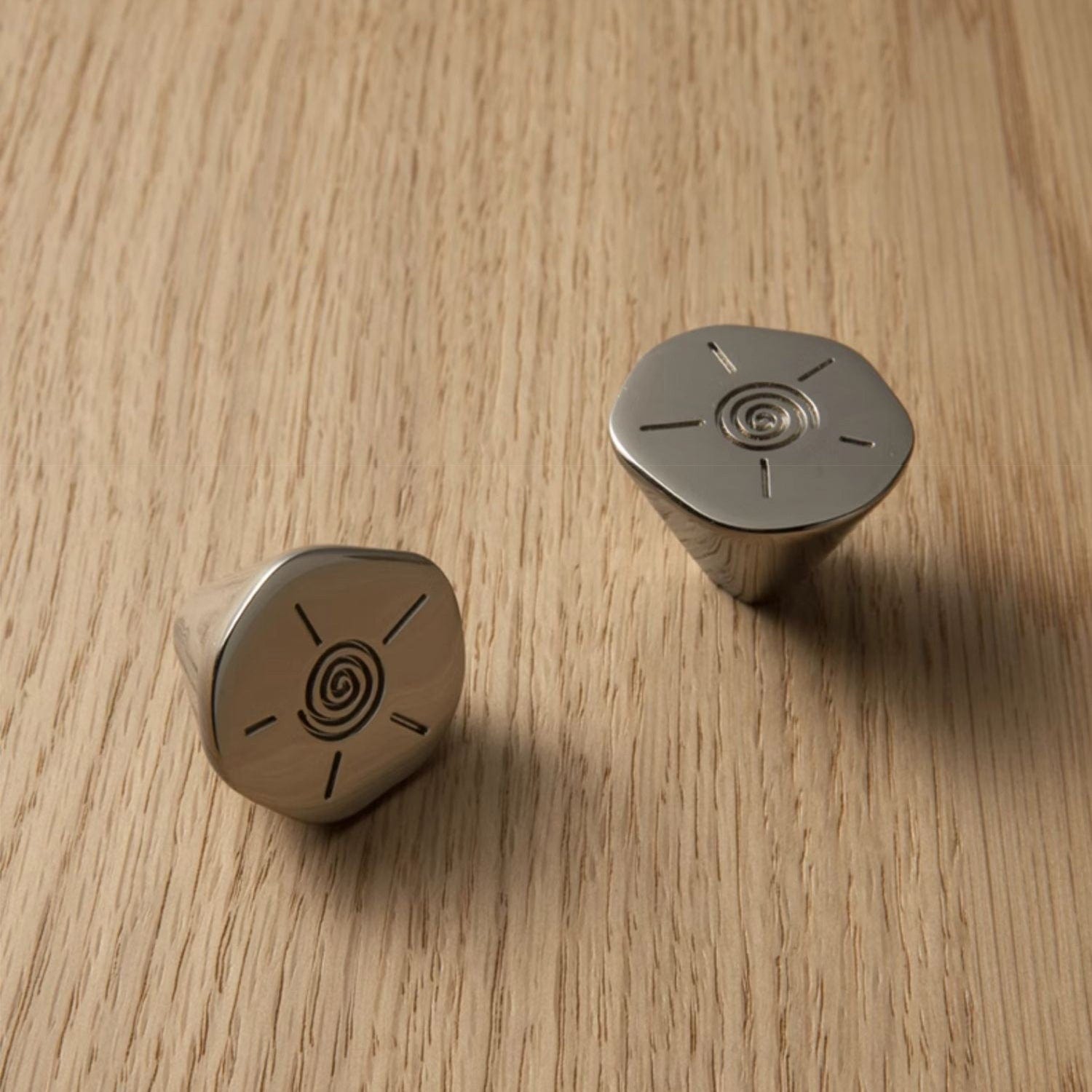 TONA Creative Carving Titanium Silver Cabinet Hardware Solid Brass Drawer Knobs