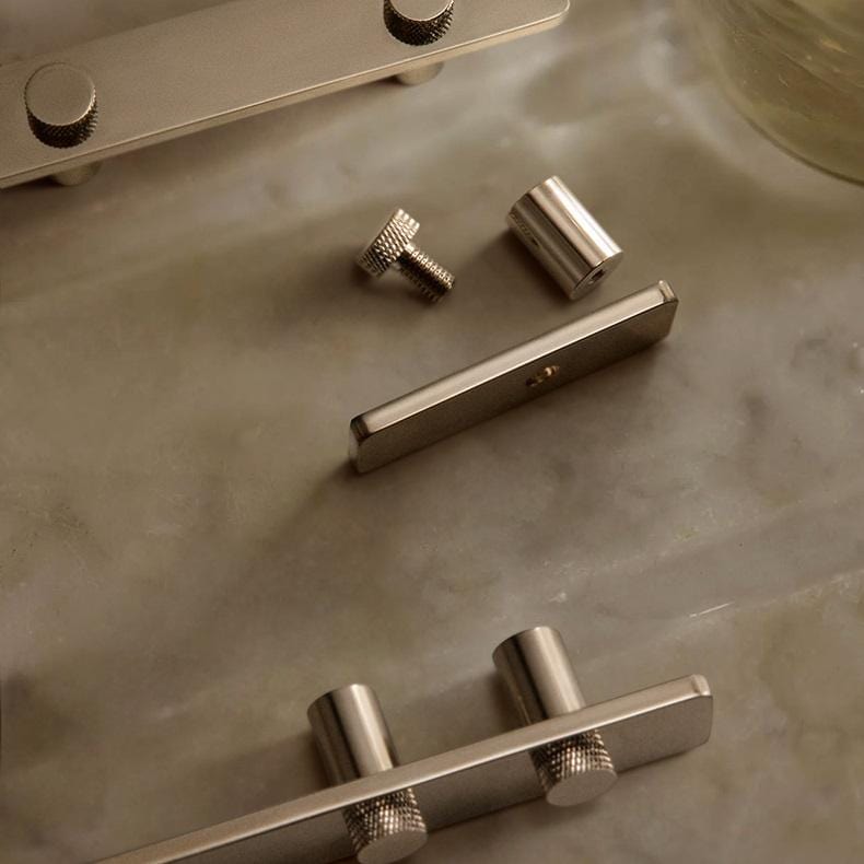 TONA Elegant Brass Drawer Knob and Pulls for Home Glossy Silver Furniture Handles