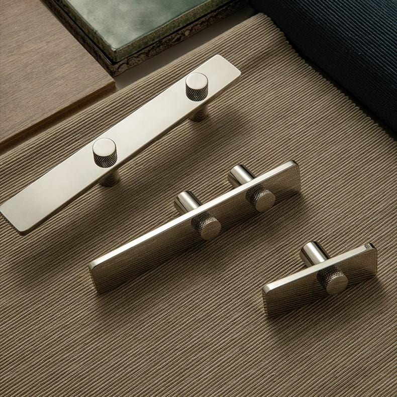 TONA Elegant Brass Drawer Knob and Pulls for Home Glossy Silver Furniture Handles